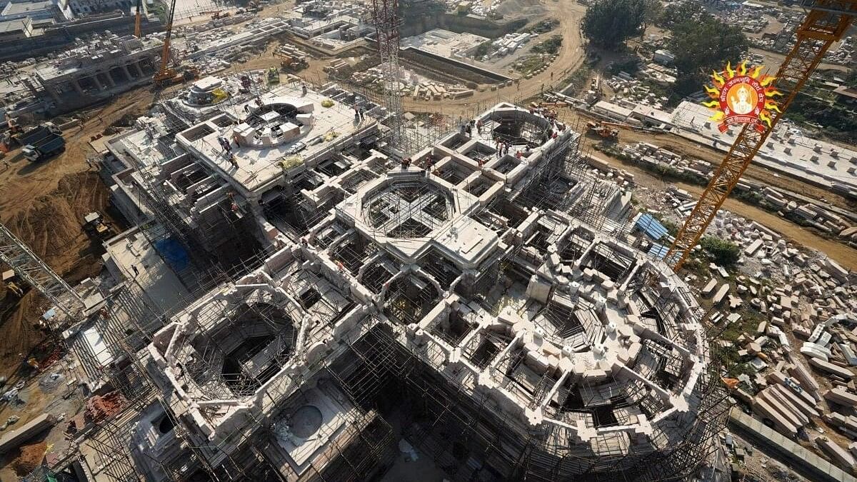 <div class="paragraphs"><p>Aerial view of under construction Ram Mandir in Ayodhya.&nbsp;</p></div>