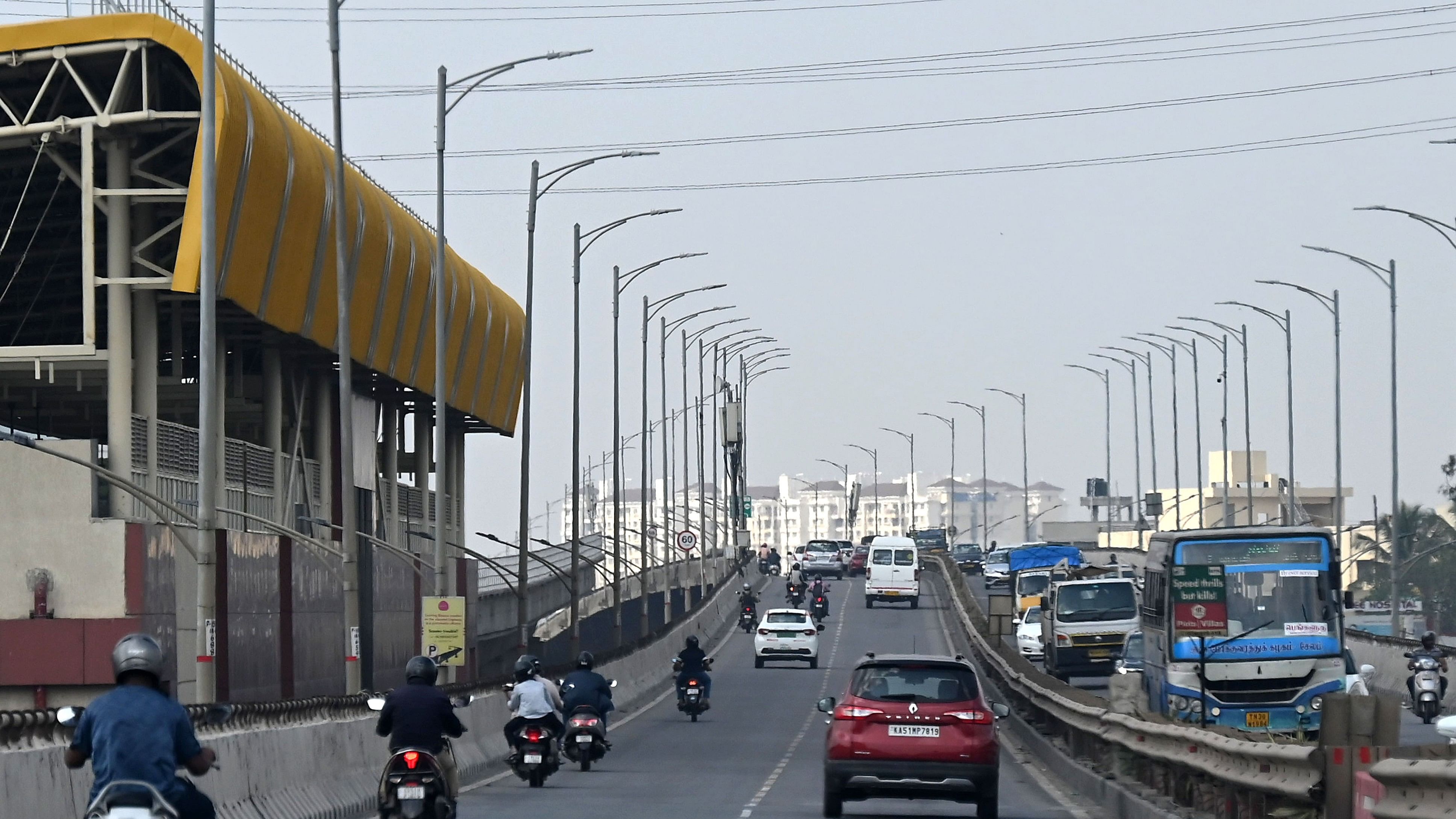 One of the metro stations on the Yellow Line in Electronics City. DH PHOTO/PUSHKAR V