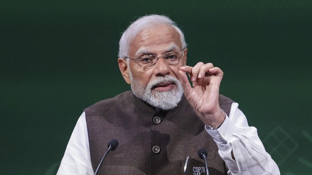 <div class="paragraphs"><p>Prime Minister Narendra Modi speaks at a high-level event on Green Credits Programme during the COP28, in UAE, Friday, Dec. 1, 2023.</p></div>