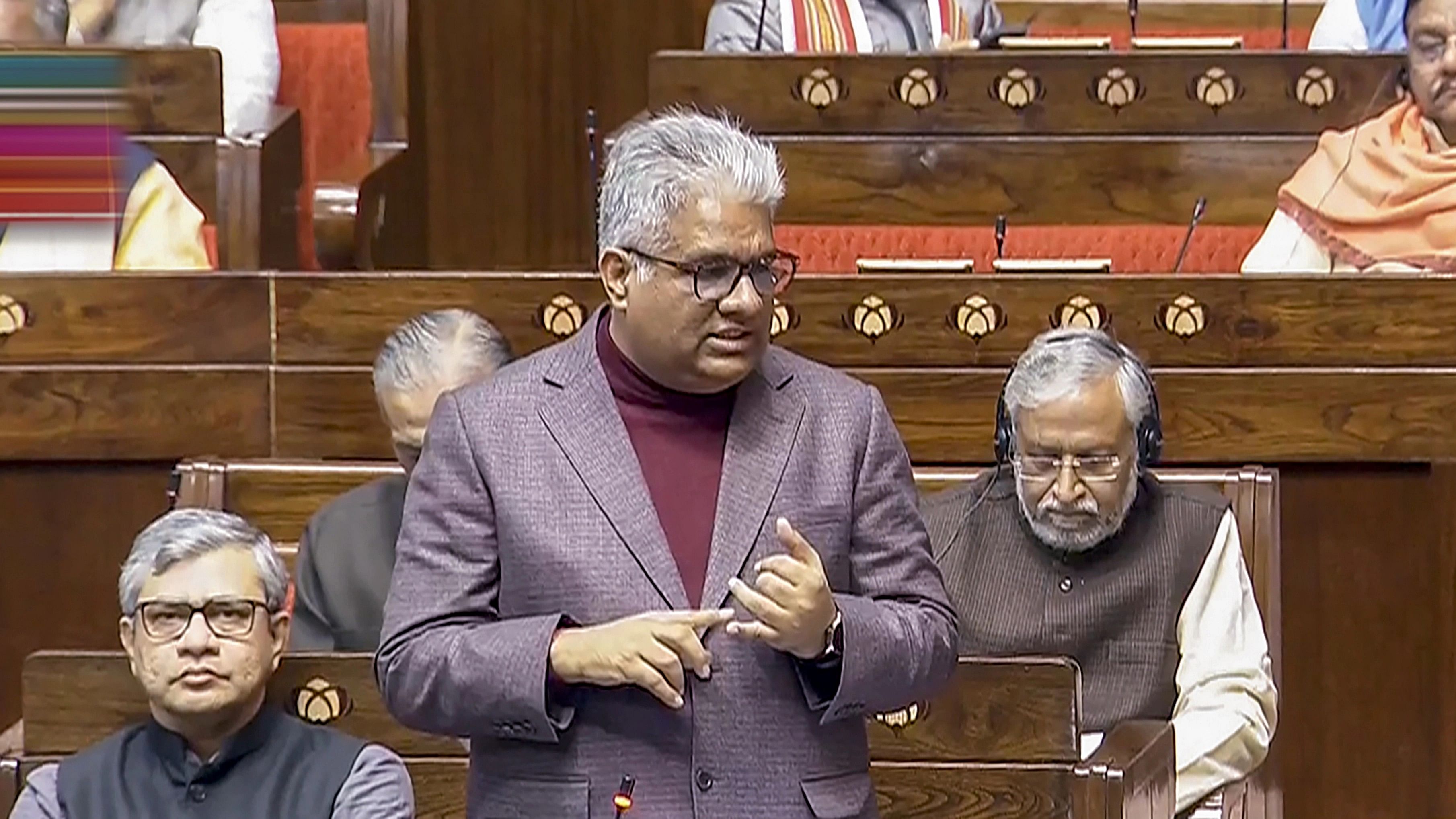 <div class="paragraphs"><p>Union Minister Bhupender Yadav speaks in the Rajya Sabha during the Winter session of Parliament.</p></div>
