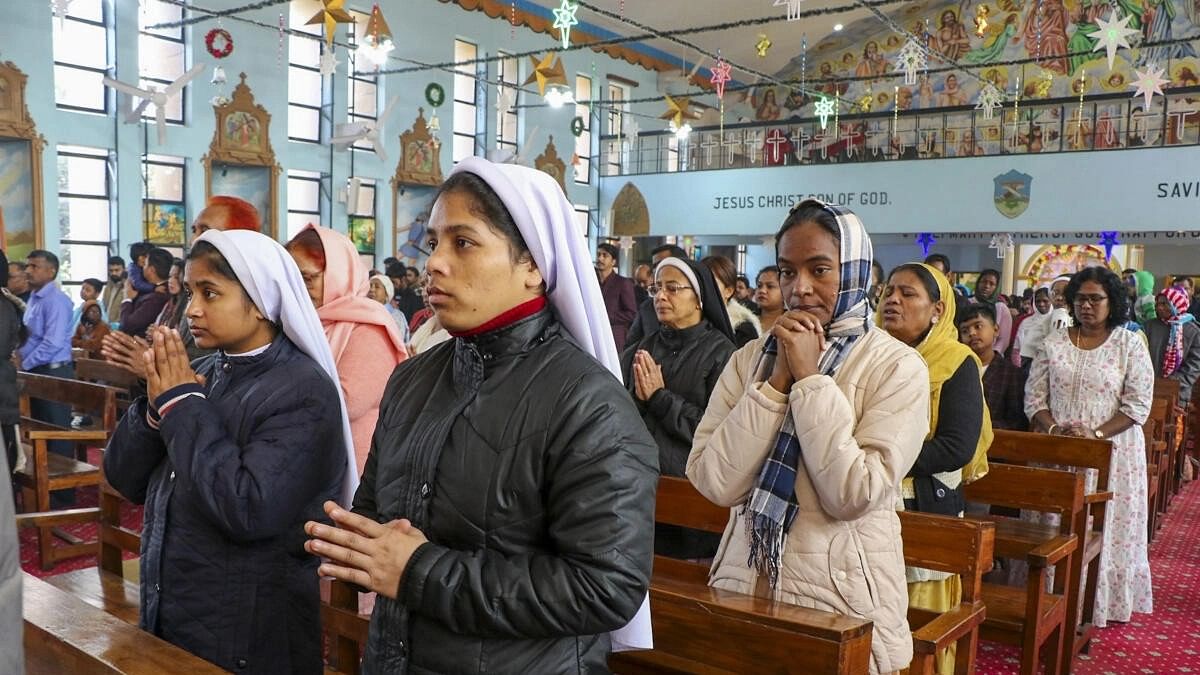 <div class="paragraphs"><p>Christians attend a Christmas mass at Saint Mary's Garrison Church, in Jammu.</p></div>