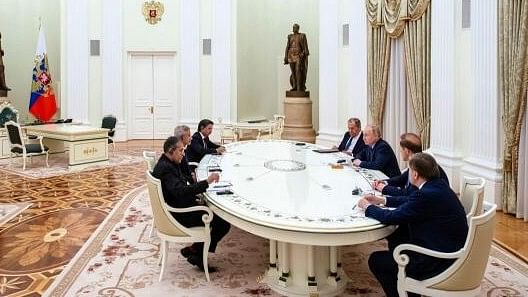 <div class="paragraphs"><p>Union External Affairs Minister S Jaishankar during a meeting with Russian President Vladimir Putin and Minister of Foreign Affairs Sergey Lavrov, in Moscow.</p></div>