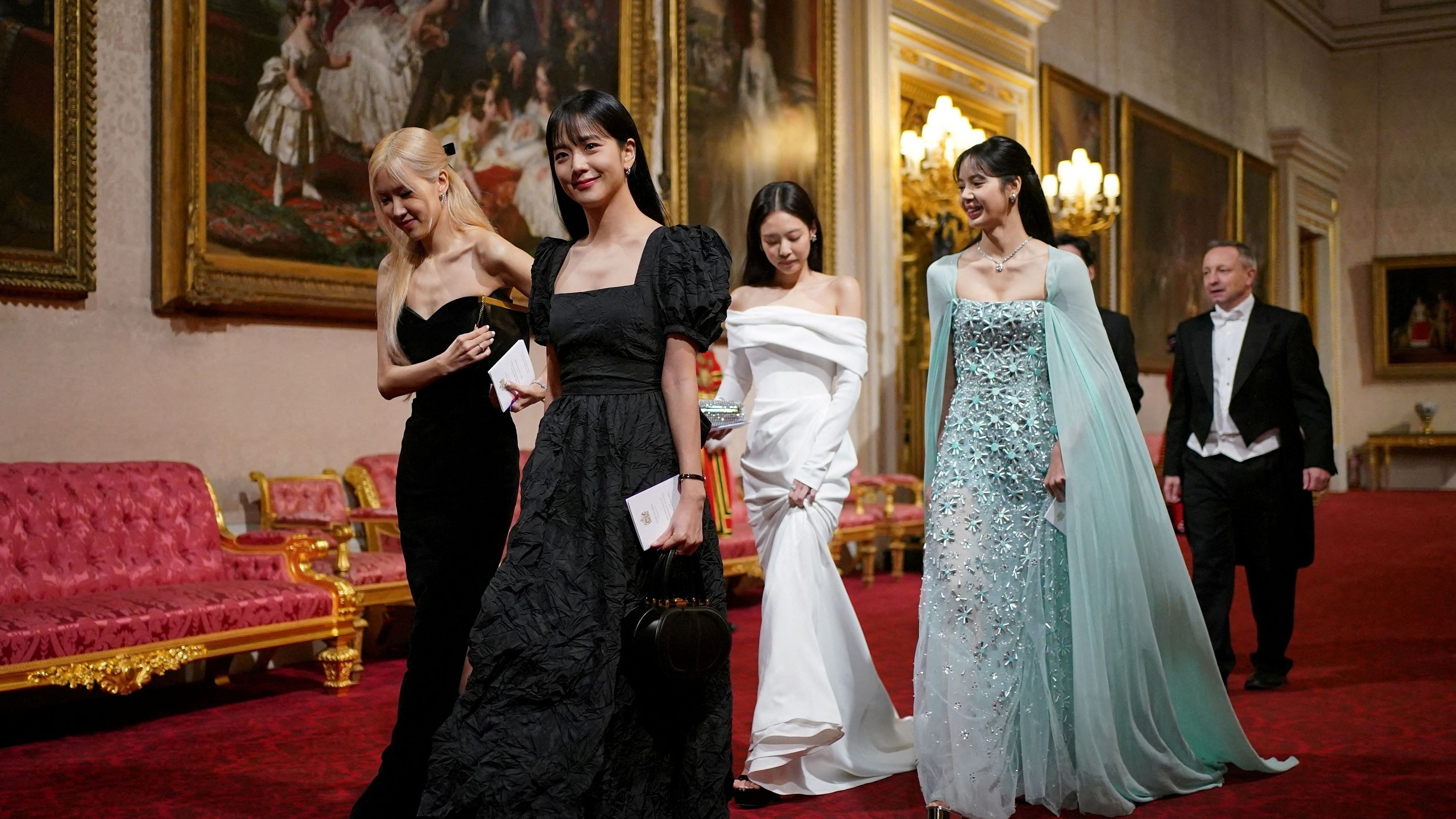 <div class="paragraphs"><p>Members of South Korean girl band Blackpink attend the State Banquet during the South Korean President state visit, at Buckingham Palace in London, Britain November 21, 2023. </p></div>