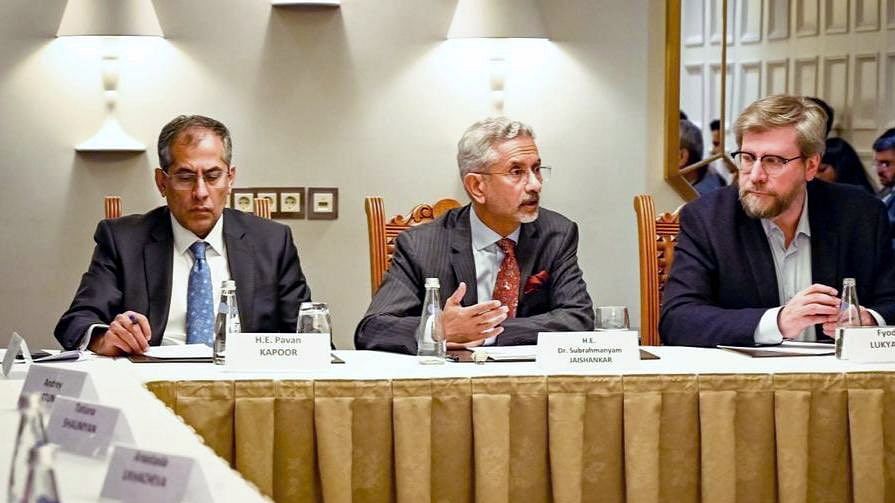 <div class="paragraphs"><p>External Affairs Minister, S Jaishankar speaking at a meeting with Russia's leadership.</p></div>