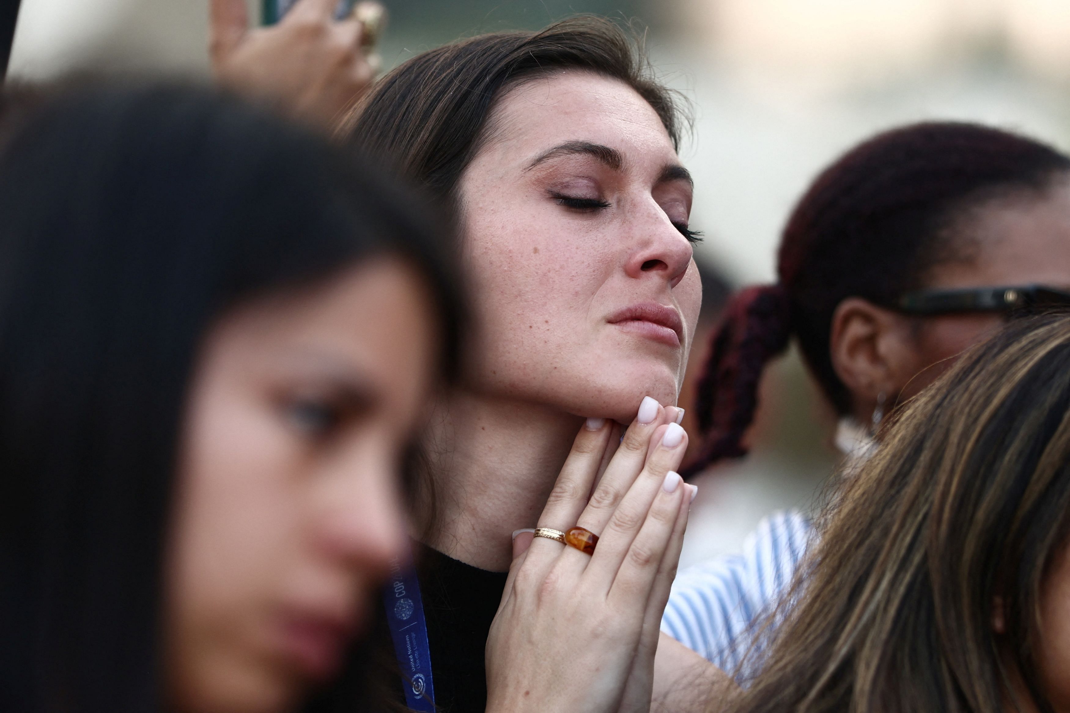 <div class="paragraphs"><p>A woman attends a protest for climate justice and a cease fire in Gaza, amid the ongoing conflict between Israel and the Palestinian Islamist group Hamas, during the United Nations Climate Change Conference COP28, in Dubai, United Arab Emirates, December 9, 2023. </p></div>