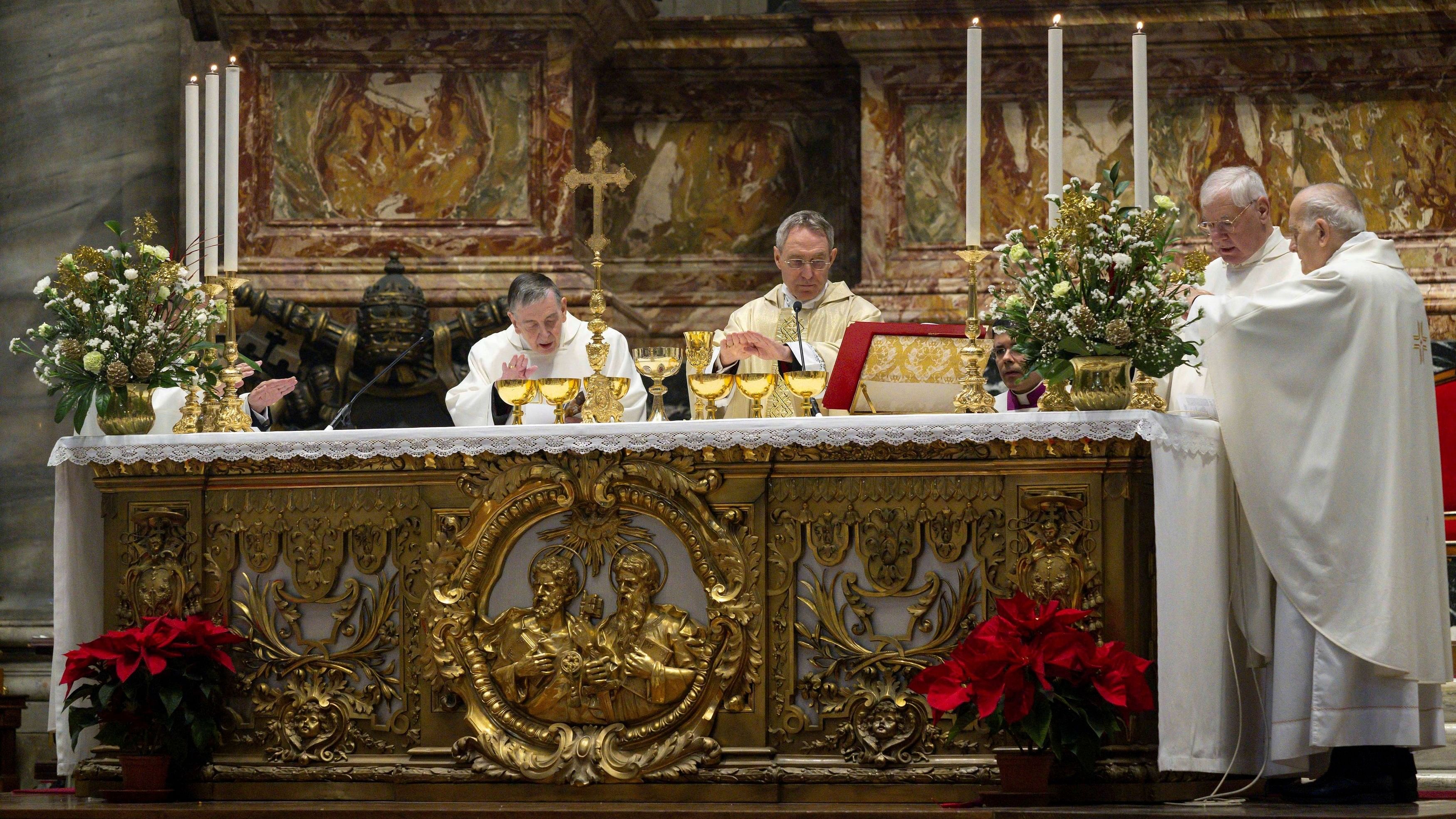 <div class="paragraphs"><p>Former Pope Benedict's closest aide and private secretary, Archbishop Georg Ganswein, leads a mass in memory of Pope Emeritus in St. Peter's Basilica, at the Vatican, December 31, 2023.     </p></div>