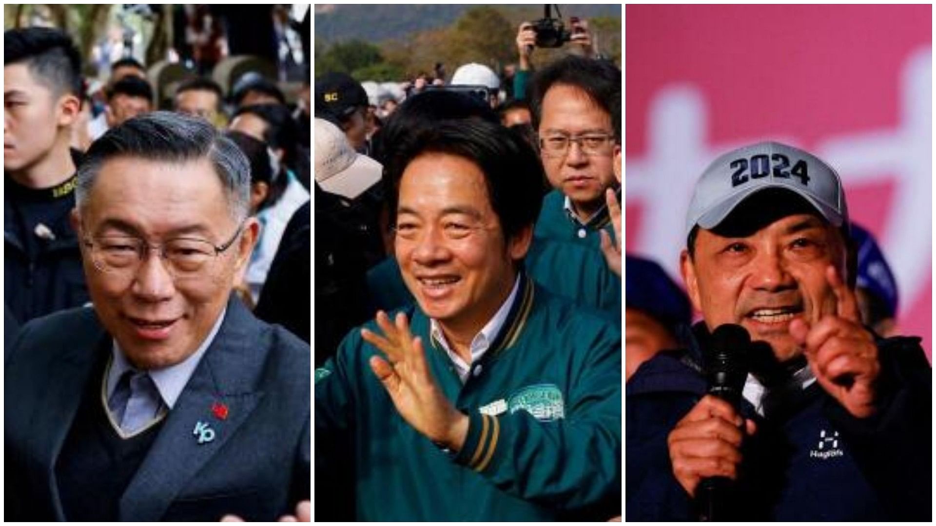 <div class="paragraphs"><p>Presidential candidates Ko Wen-je (L), Lai Ching-te (C) and Hou yu-ih (R).</p></div>