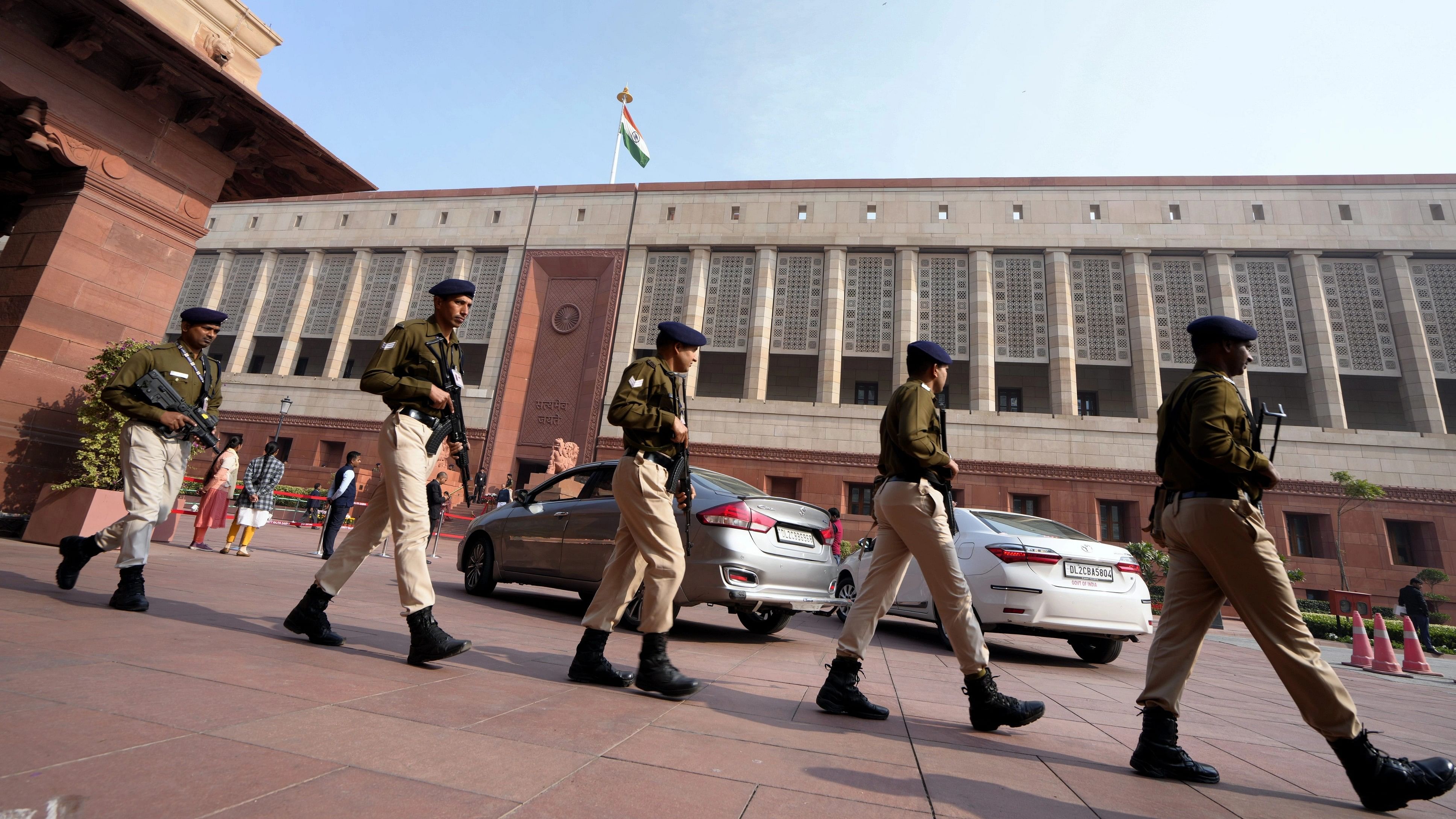 <div class="paragraphs"><p>New Delhi: Security personnel at Parliament House complex  </p></div>