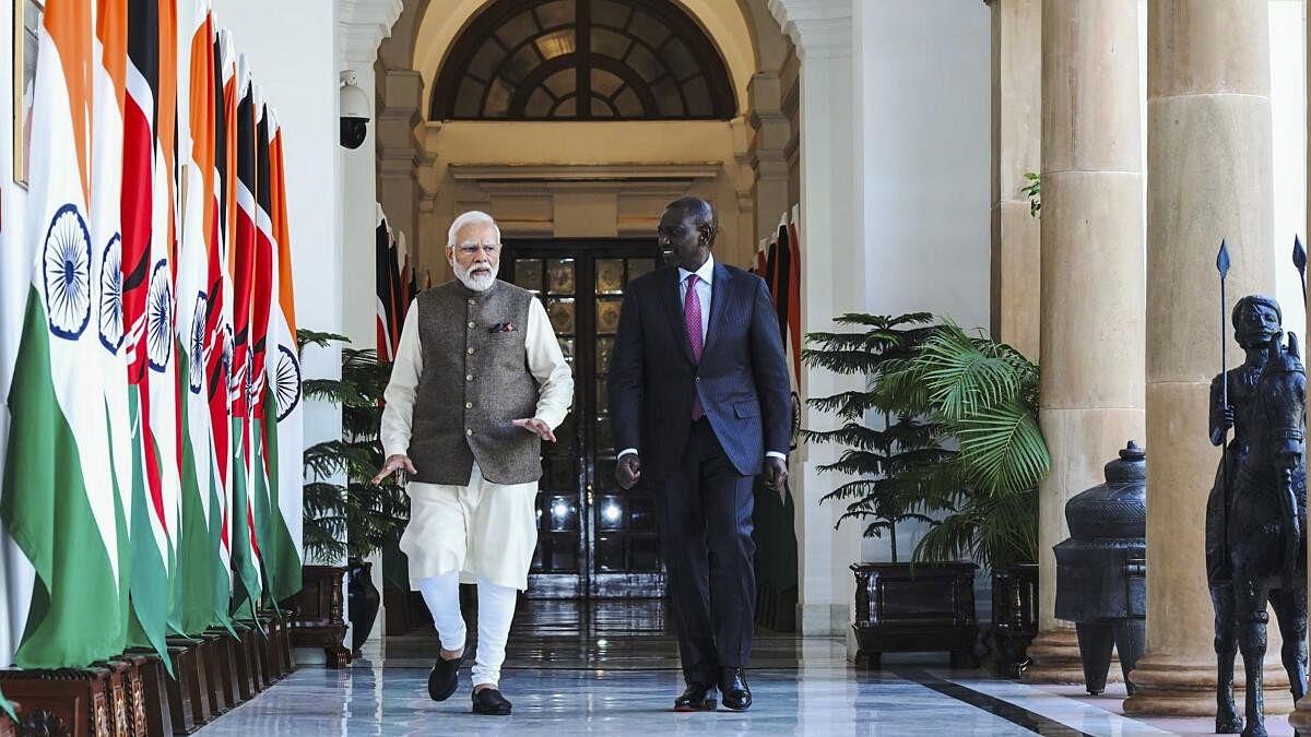 <div class="paragraphs"><p>Prime Minister Narendra Modi with President of Kenya William Samoei Ruto at the Hyderabad House, in New Delhi.</p></div>