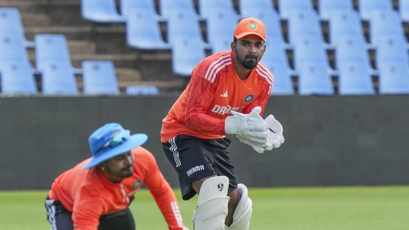 <div class="paragraphs"><p>K L Rahul during a practice session ahead of the first Test</p></div>