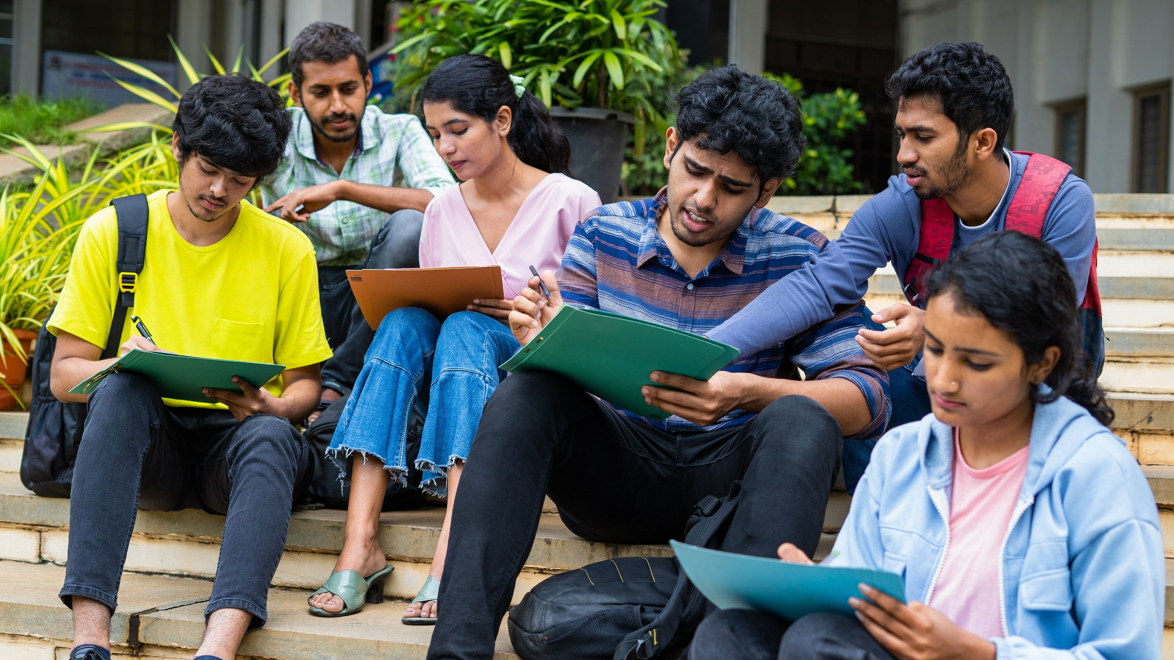 Group of students preparing for exams