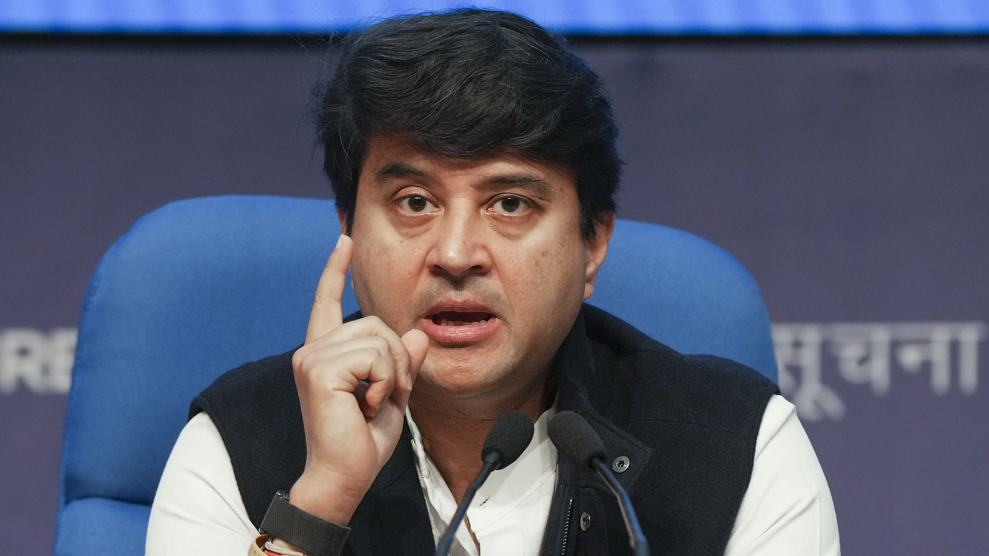 <div class="paragraphs"><p>New Delhi: Union Minister for Civil Aviation Jyotiraditya Scindia addresses the media on 'Congestion at Airports', in New Delhi.</p></div>