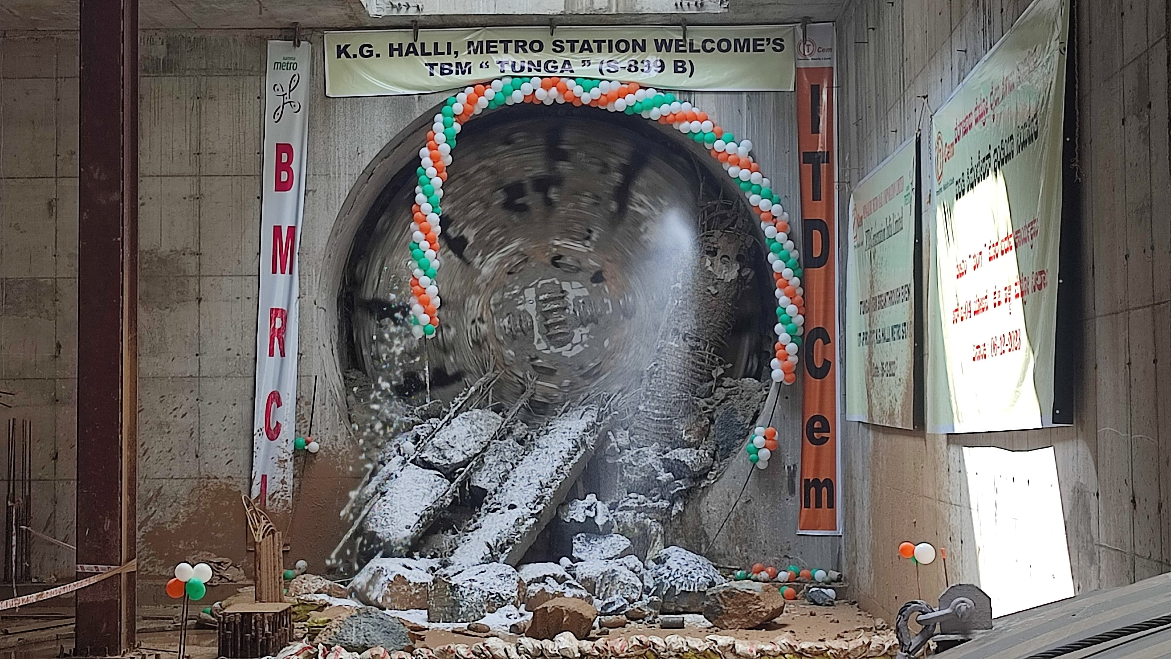 <div class="paragraphs"><p>Tunnel Boring Machine Tunga (TBM) at the KG Halli metro station on Wednesday. </p></div>