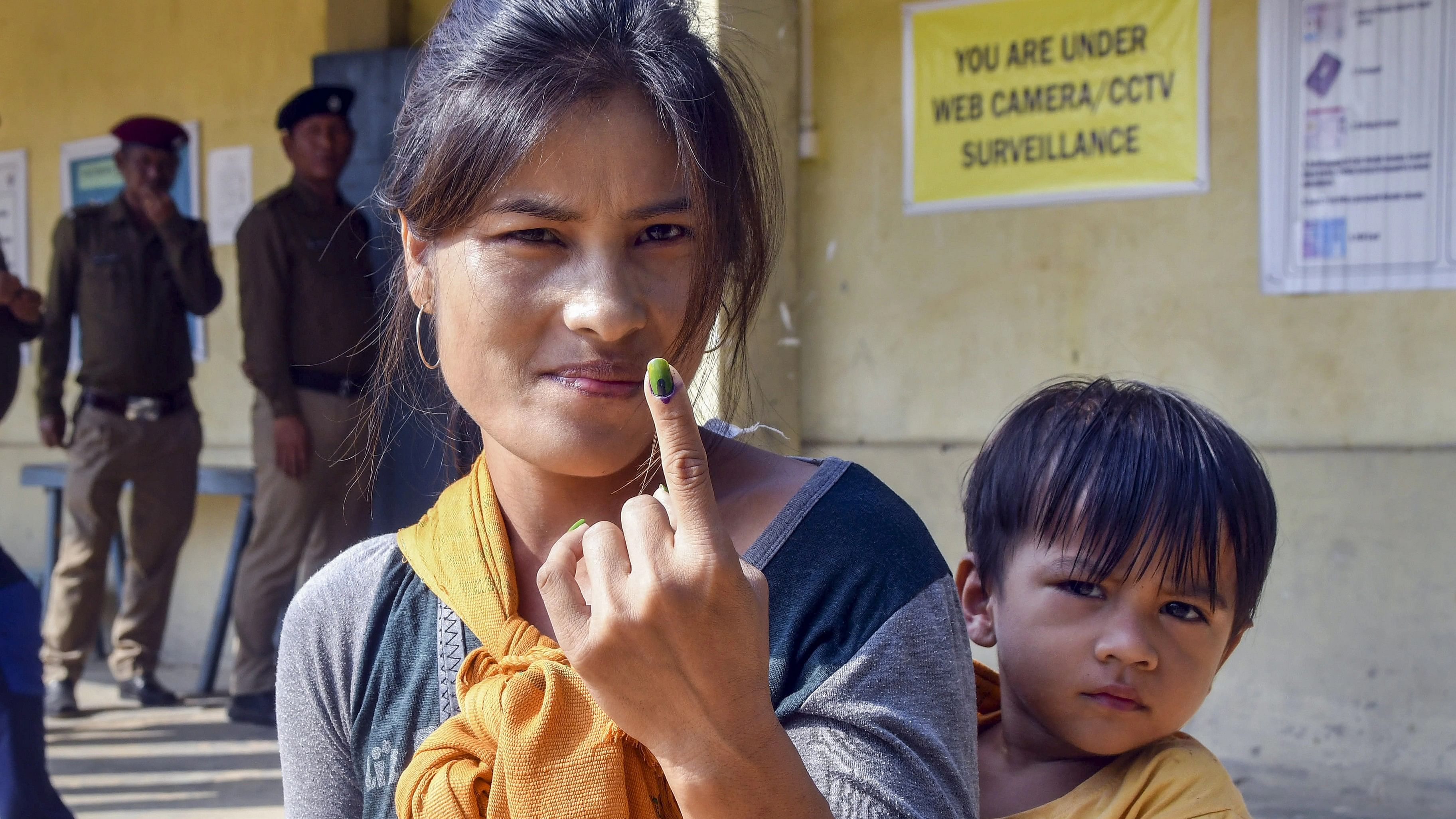 <div class="paragraphs"><p>File Photo: A voter after casting her vote for Mizoram  elections.</p></div>