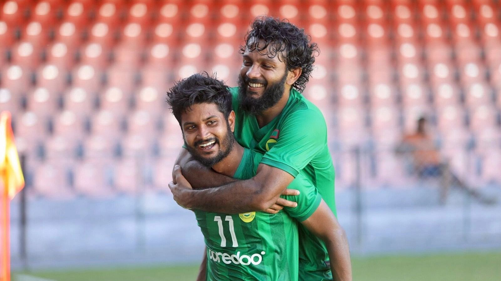 <div class="paragraphs"><p>Maziya players celebrate their goal against Mohun Bagan.</p></div>