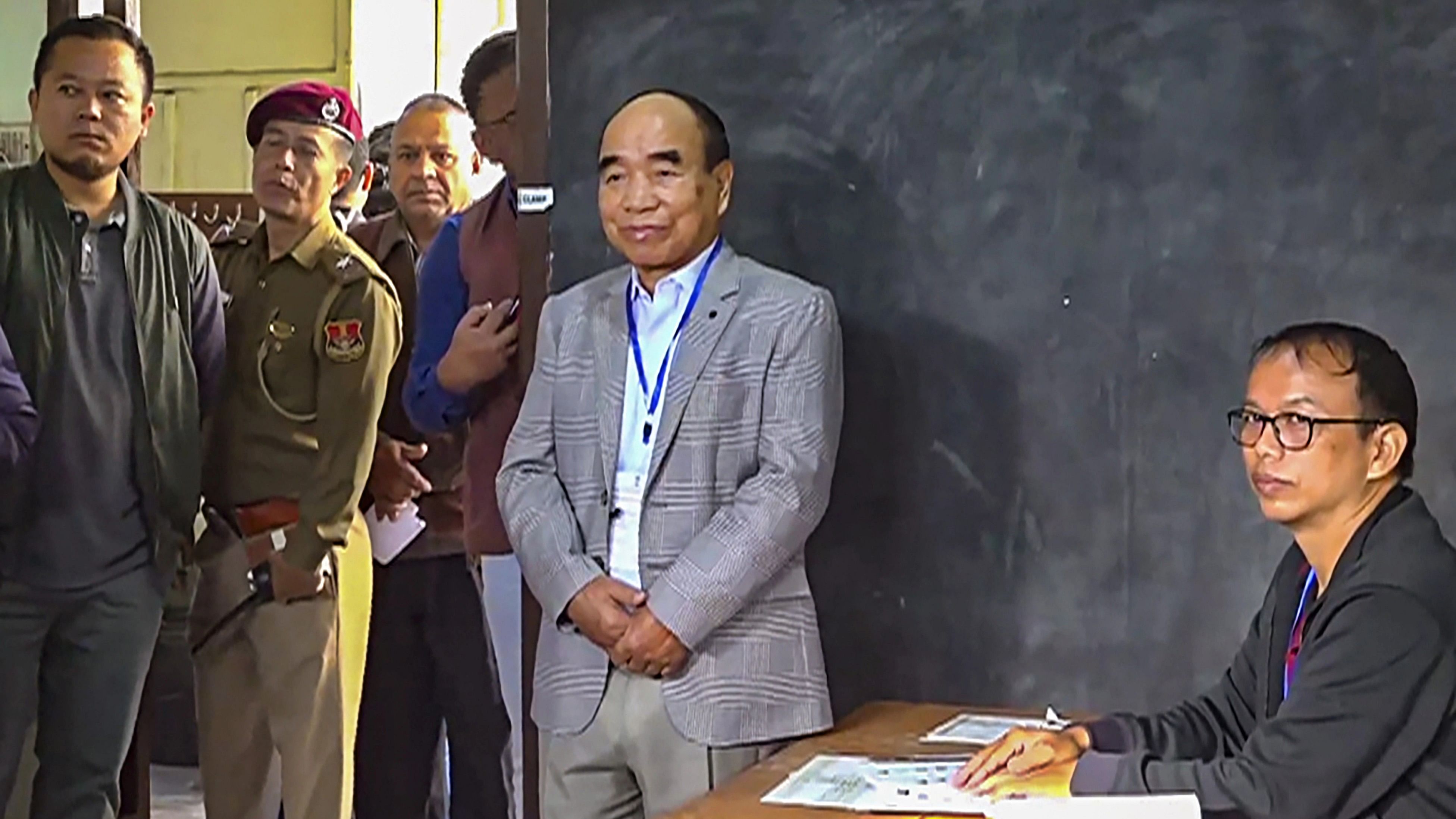 <div class="paragraphs"><p>File Photo: Mizoram Chief Minister Zoramthanga at a polling station to cast his vote for Mizoram Assembly elections, in Aizawl district, Tuesday, Nov. 7, 2023. </p></div>