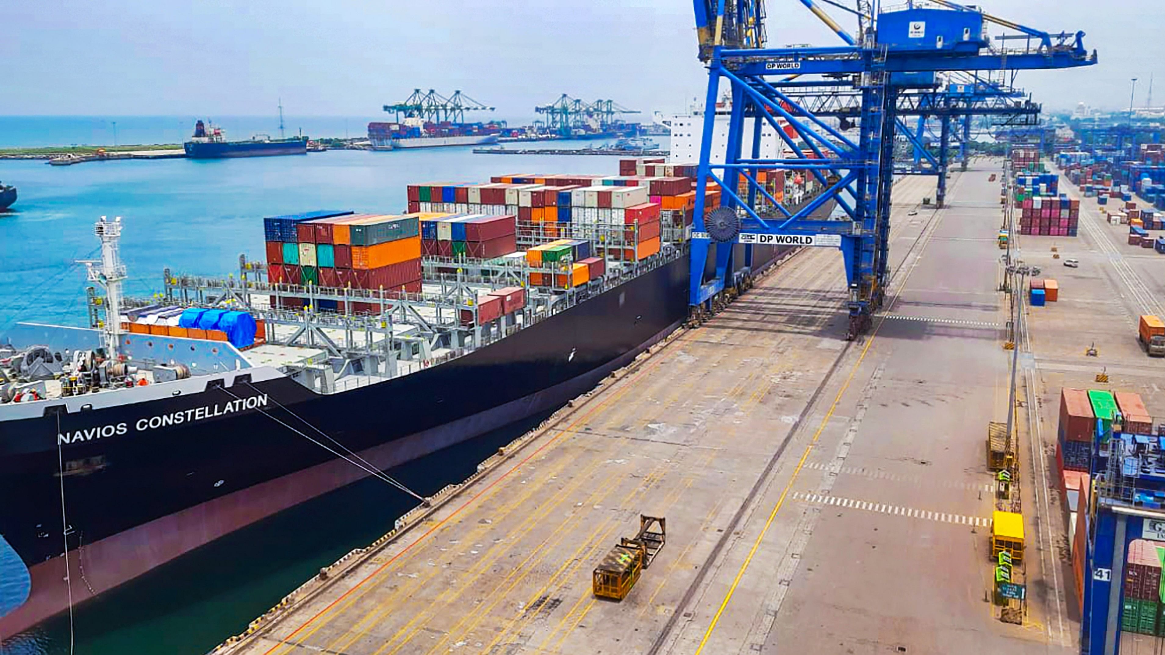 <div class="paragraphs"><p>Chennai: DP World Chennai's 'MV Navios Constellation' berthed at the Chennai Container Terminal.</p></div>