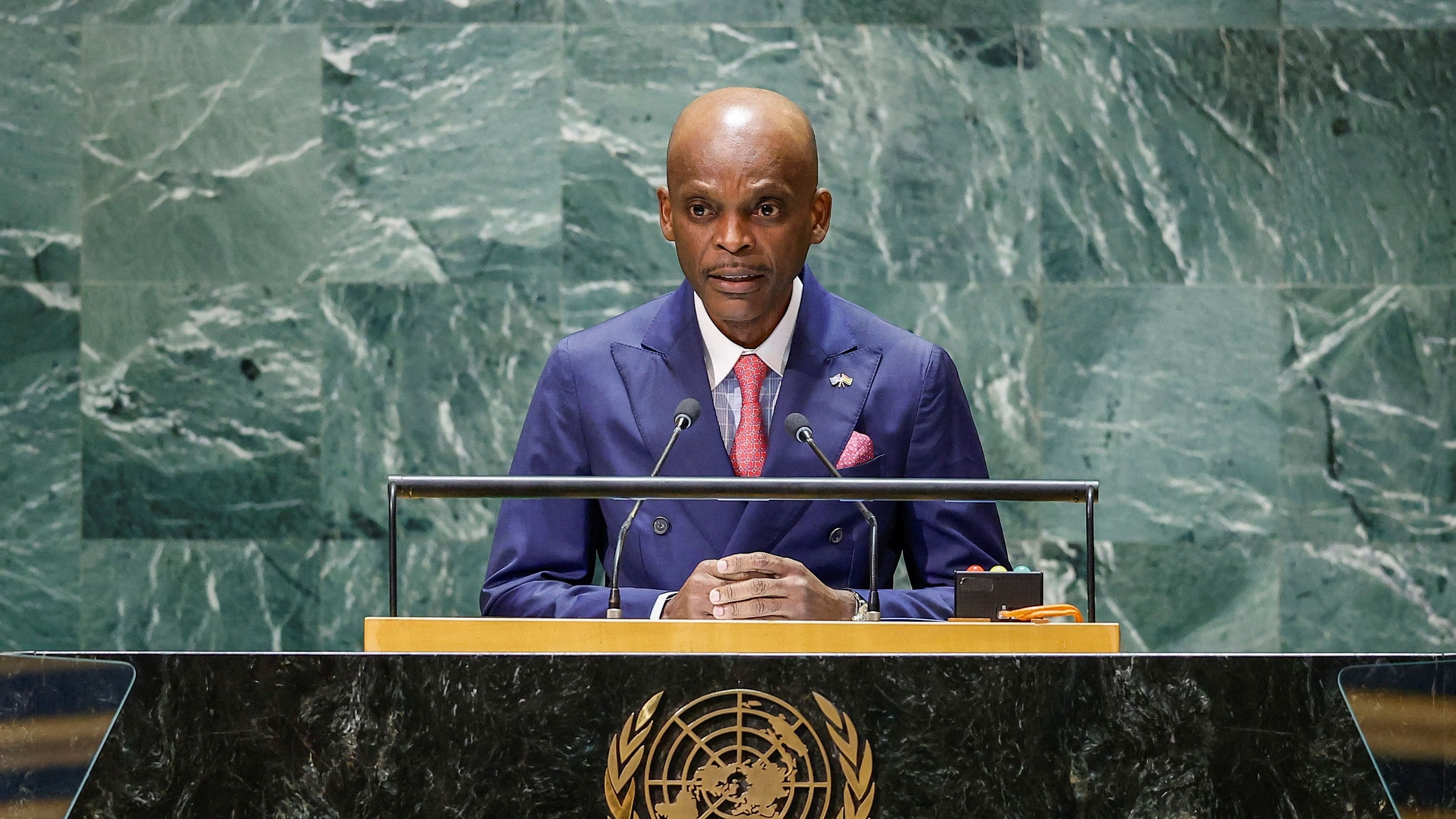 <div class="paragraphs"><p>Togo's Minister of Foreign Affairs Robert Dussey addresses the 78th Session of the U.N. General Assembly in New York City, US, September 21, 2023.  </p></div>