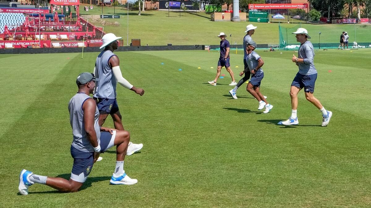 <div class="paragraphs"><p>South African players during a practice session ahead of the first Test cricket match between India and South Africa, at SuperSport Park Stadium, in Centurion, Saturday, Dec. 23, 2023.</p></div>