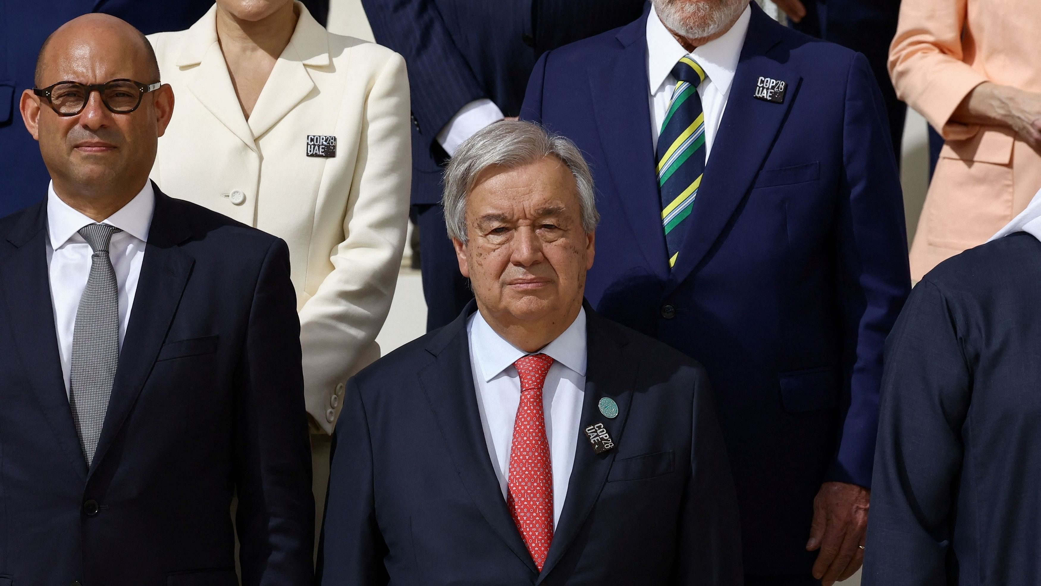 <div class="paragraphs"><p>Morocco's Princess Lalla Hasna, Brazil's President Luiz Inacio Lula da Silva, United Nations Secretary-General Antonio Guterres, and Executive Secretary of the United Nations Framework Convention on Climate Change  in Dubai, United Arab Emirates, December 1, 2023. </p></div>