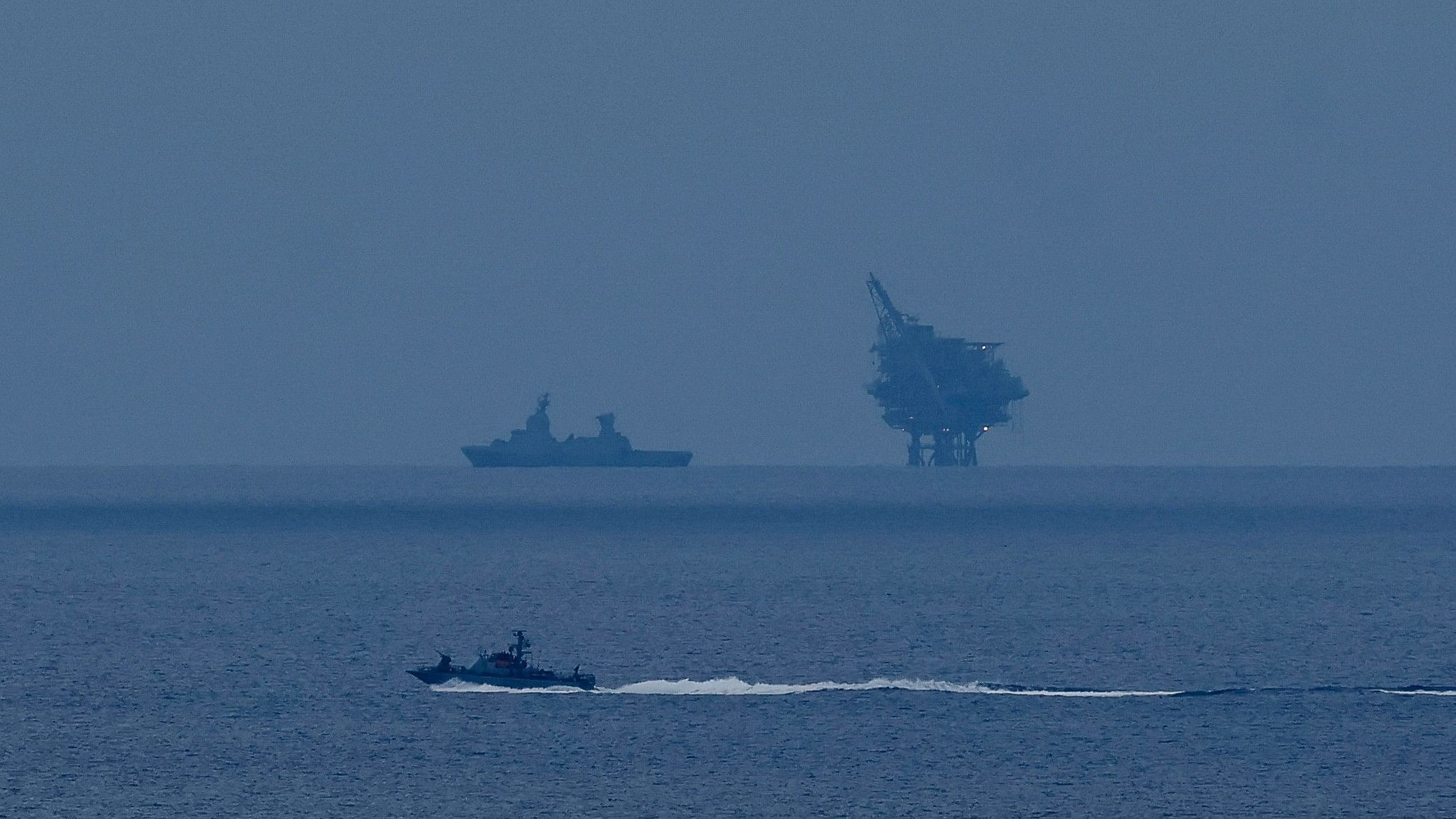 <div class="paragraphs"><p>An Israeli military ship sails in the Mediterranean Sea, amid the ongoing conflict between Israel and the Palestinian Islamist group Hamas, as seen from Southern Israel, December 17, 2023.</p></div>