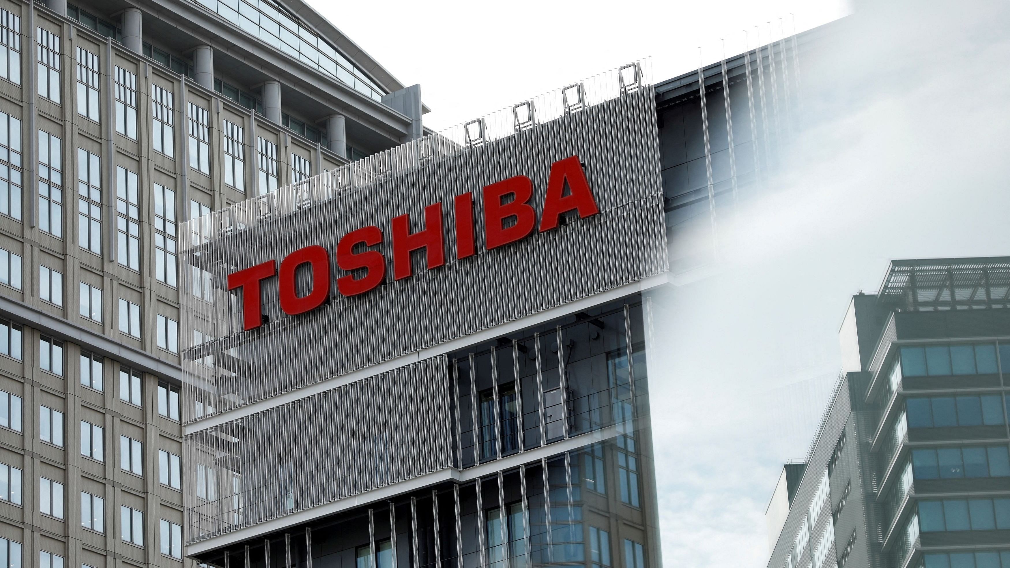 <div class="paragraphs"><p>The logo of Toshiba Corporation is displayed at the company's building in Kawasaki.</p></div>