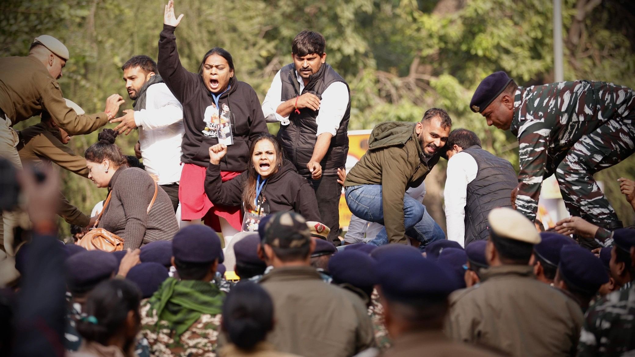 <div class="paragraphs"><p>IYC activists protest on the Jantar Mantar Road.</p></div>