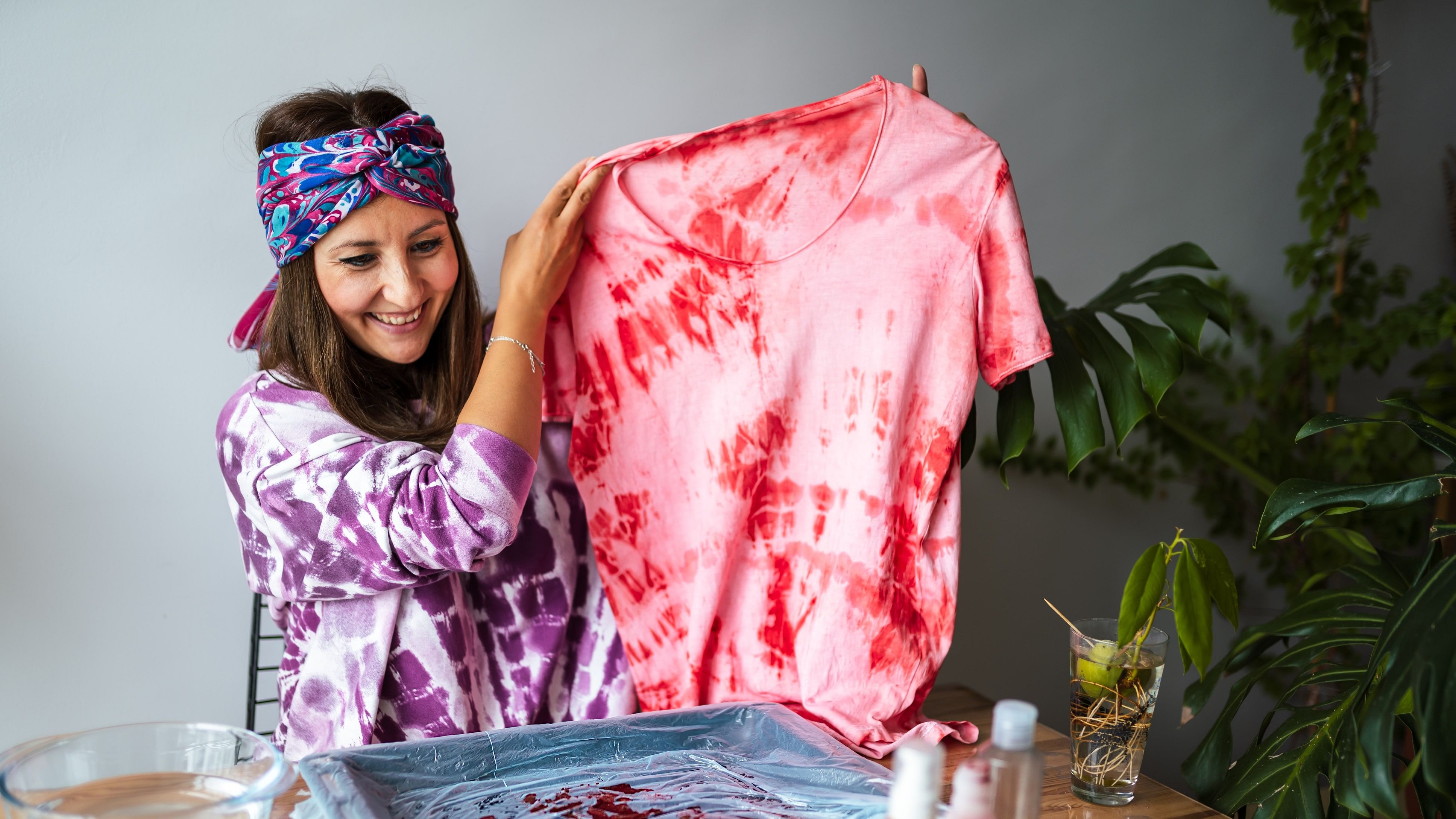 Use the tie-dye technique to turn an old t-shirt into a new one. 
