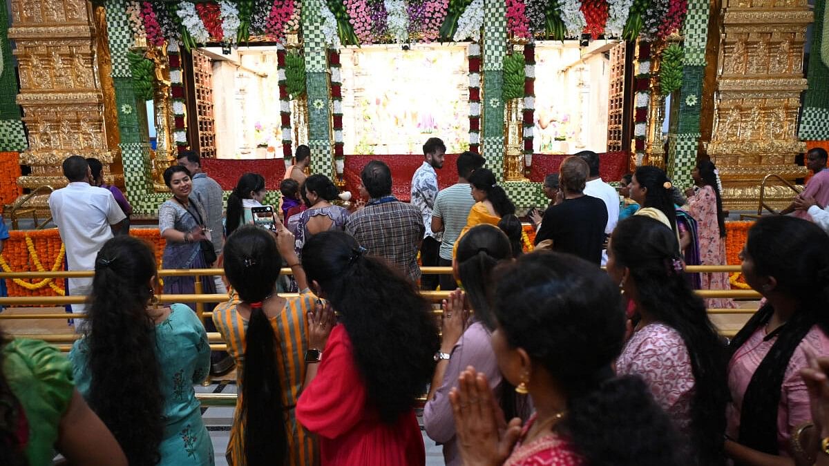 <div class="paragraphs"><p>File photo of devotees at&nbsp;Iskcon temple in Bengaluru.</p></div>