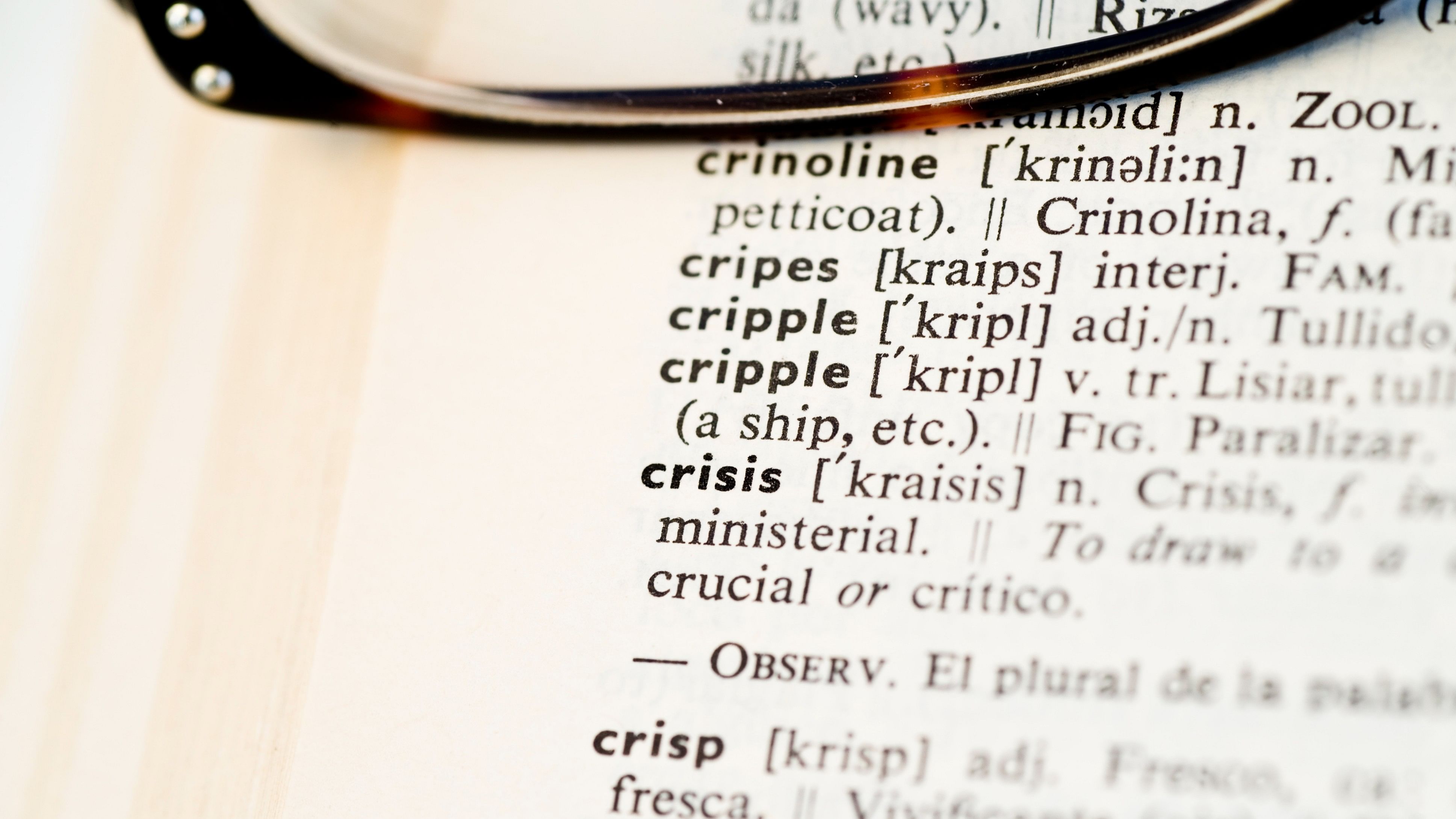 <div class="paragraphs"><p>Representative image of a dictionary showing the word 'crisis'. </p></div>