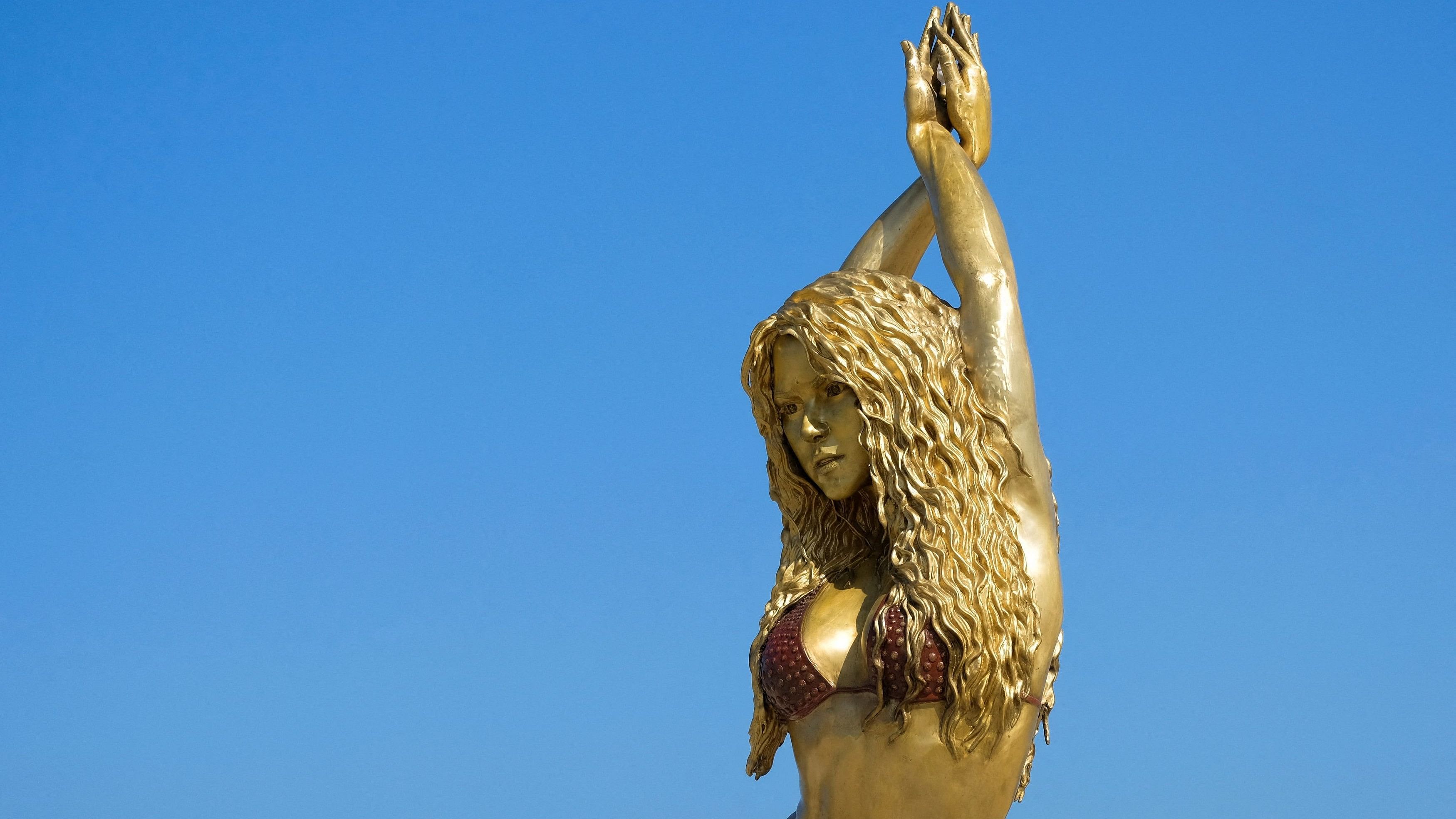 <div class="paragraphs"><p>The statue of Colombian singer Shakira stands at the Gran Malecon de Barranquilla, in Barranquilla, Colombia, December 27, 2023. <br></p></div>