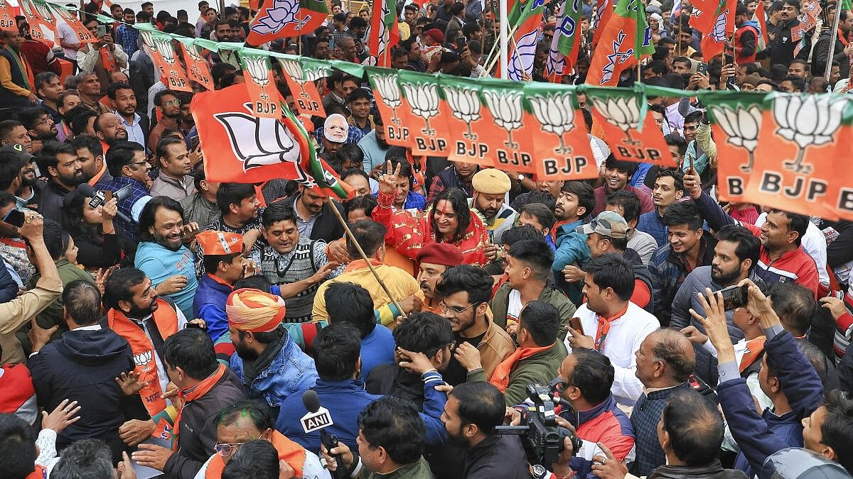 <div class="paragraphs"><p>BJP candidate Balmukund Acharya arrives at party office after his victory in Rajasthan Assembly elections, in Jaipur.&nbsp;</p></div>