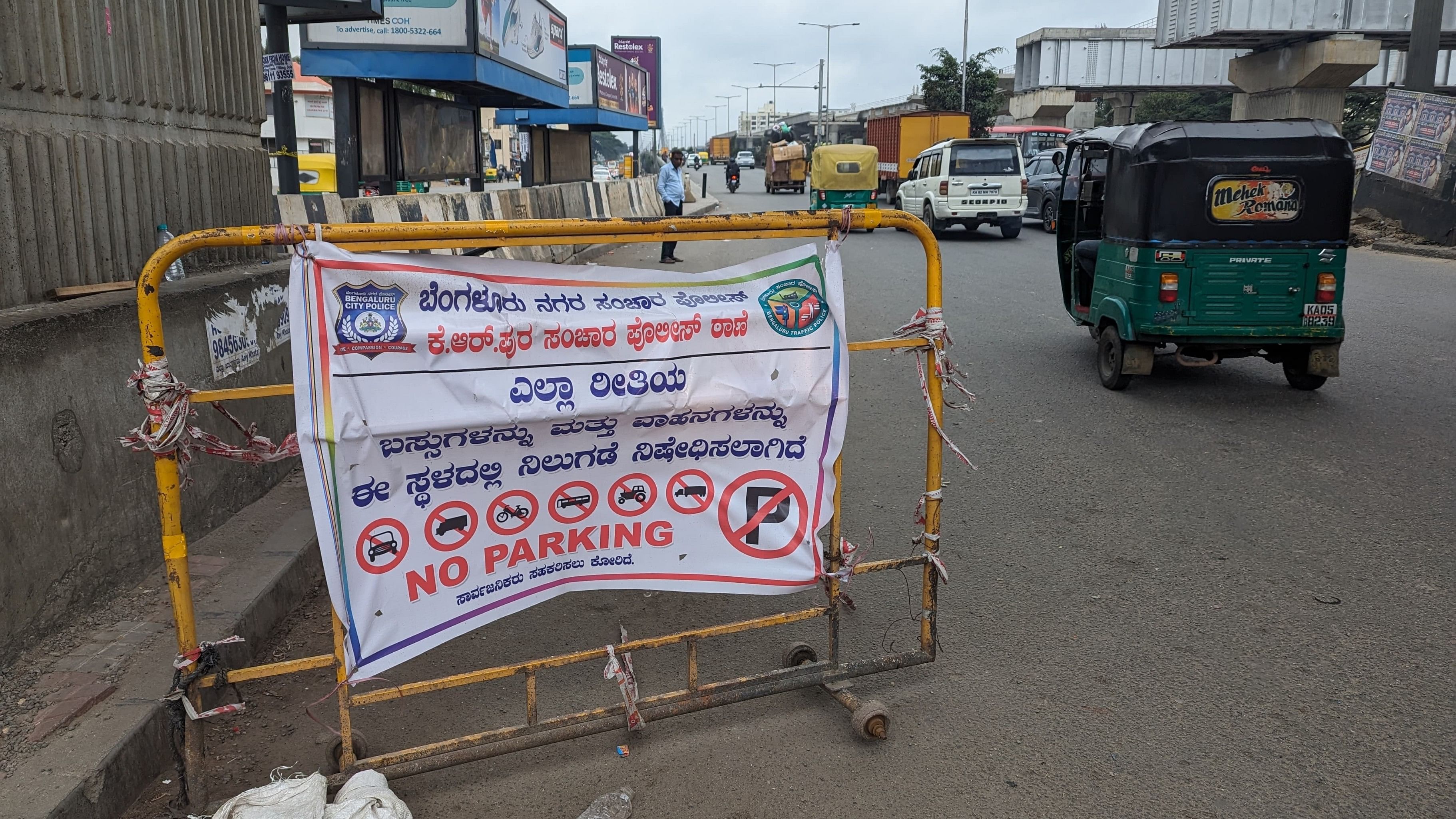 A notice states buses can no longer halt at the old stop. 