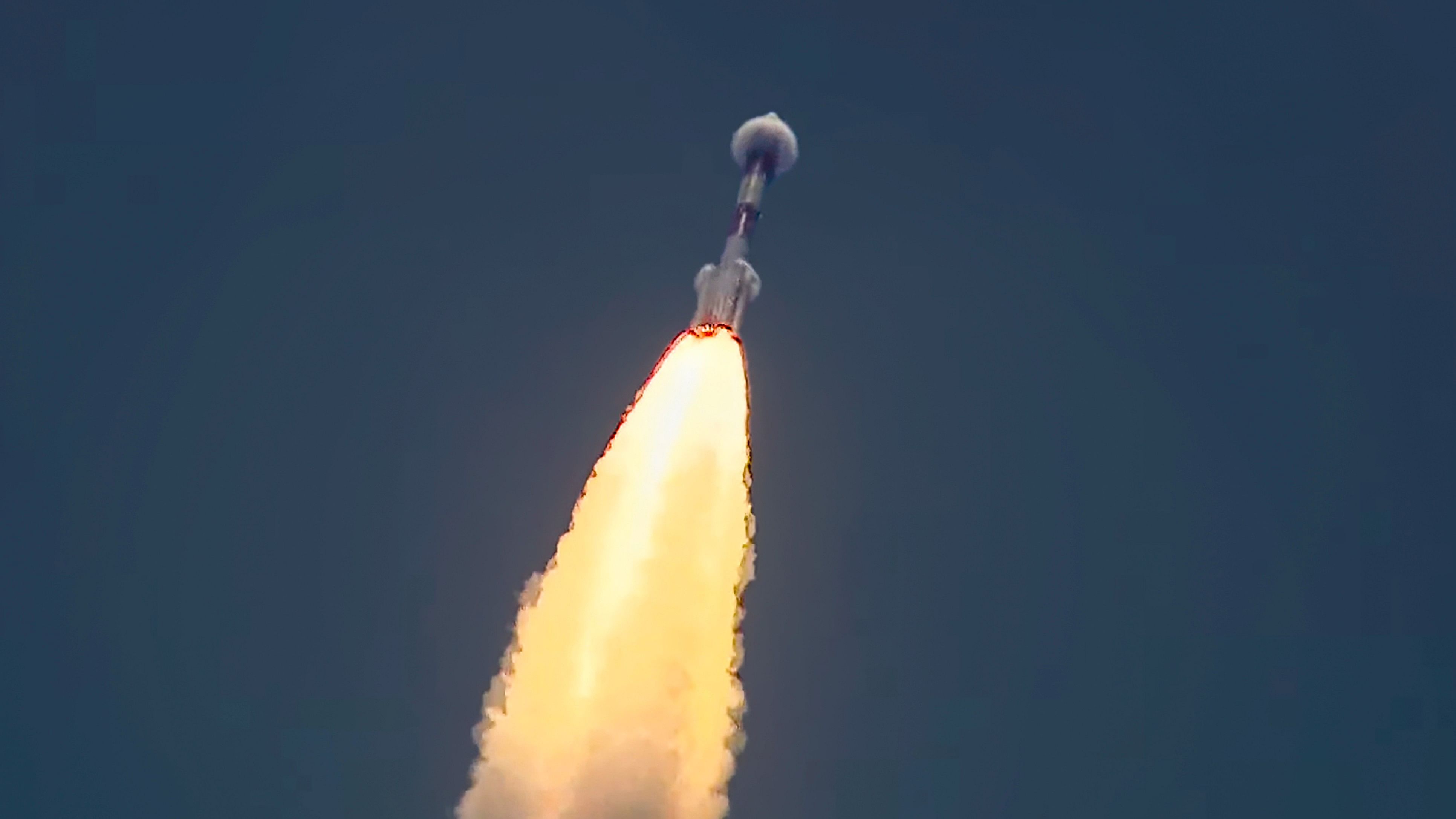 <div class="paragraphs"><p>Aditya-L1, India's maiden solar mission, on board PSLV-C57 lifts off from the launch pad at Satish Dhawan Space Centre, in Sriharikota, Saturday, Sept. 2, 2023.</p></div>