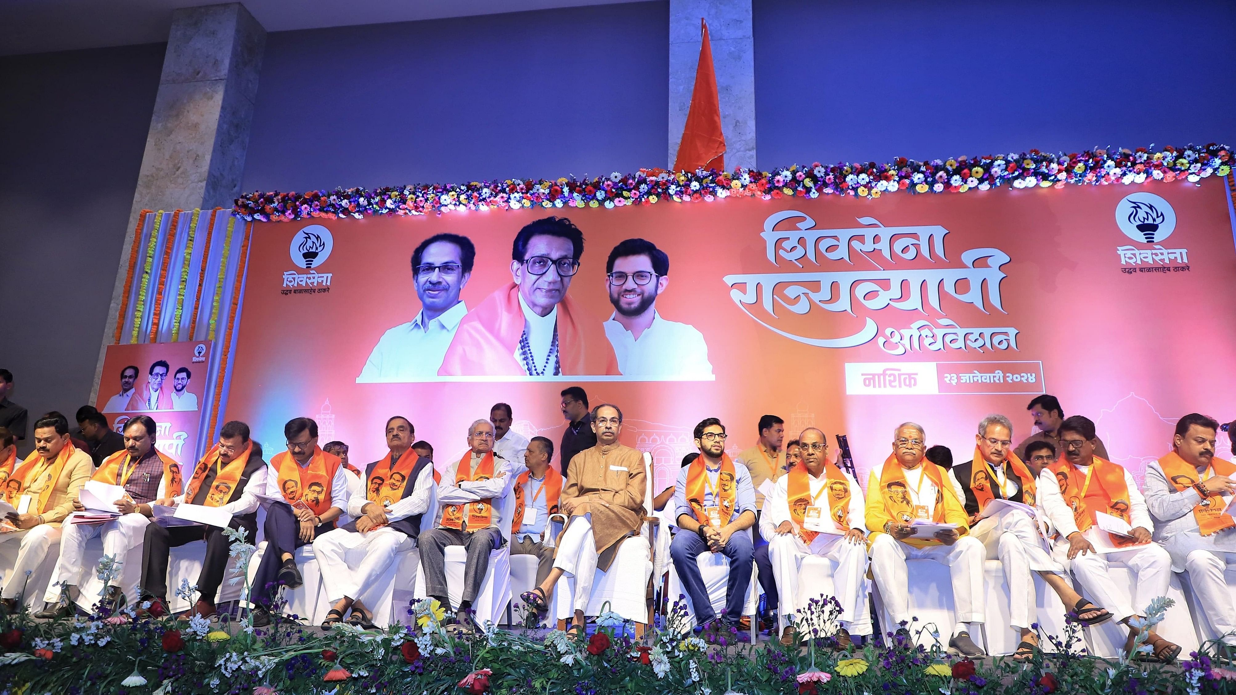 <div class="paragraphs"><p>Shiv Sena (UBT) leaders at the party conclave.</p></div>