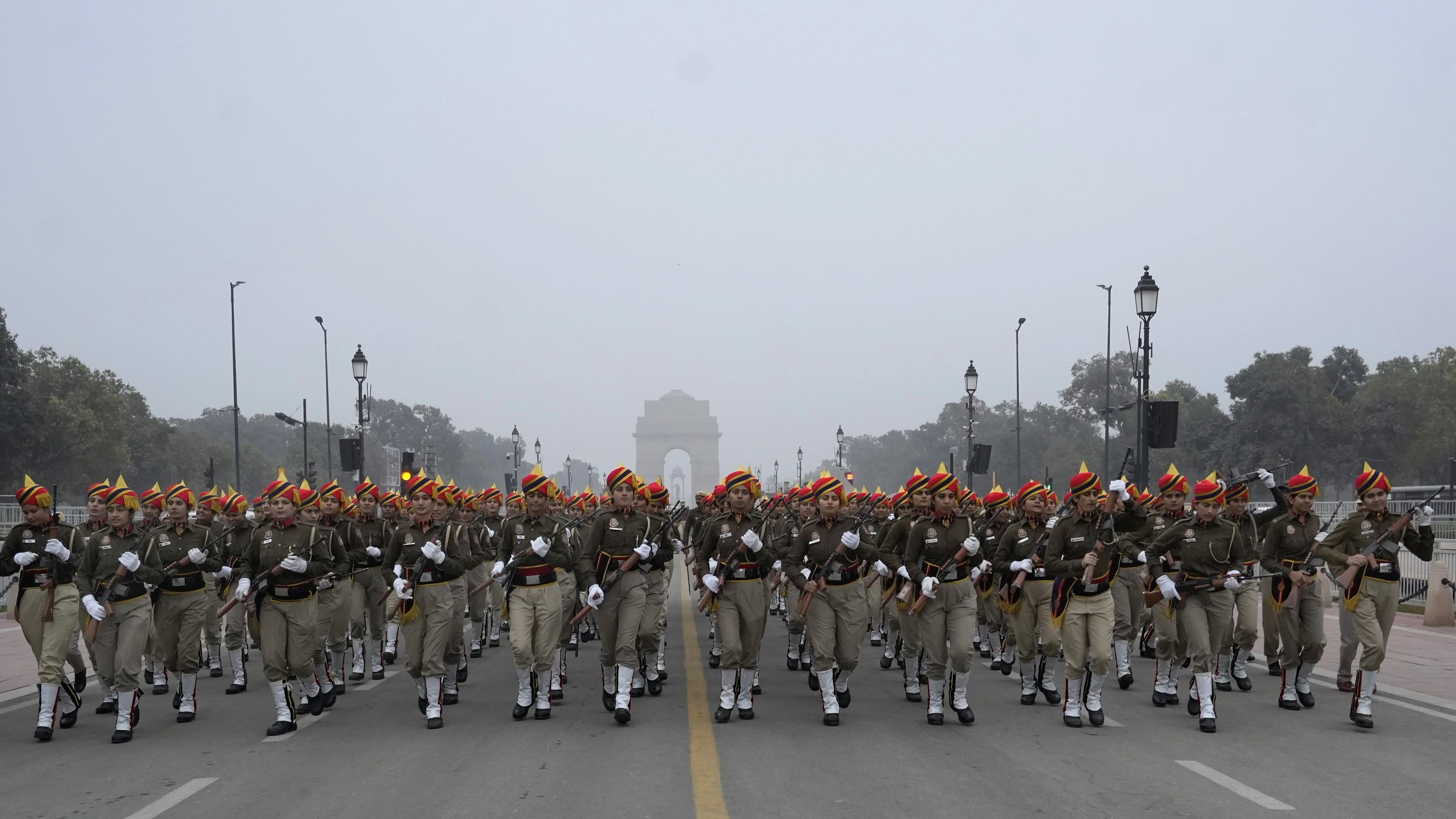 <div class="paragraphs"><p>Women personnel of Delhi Police during rehearsals for the Republic Day Parade.</p></div>