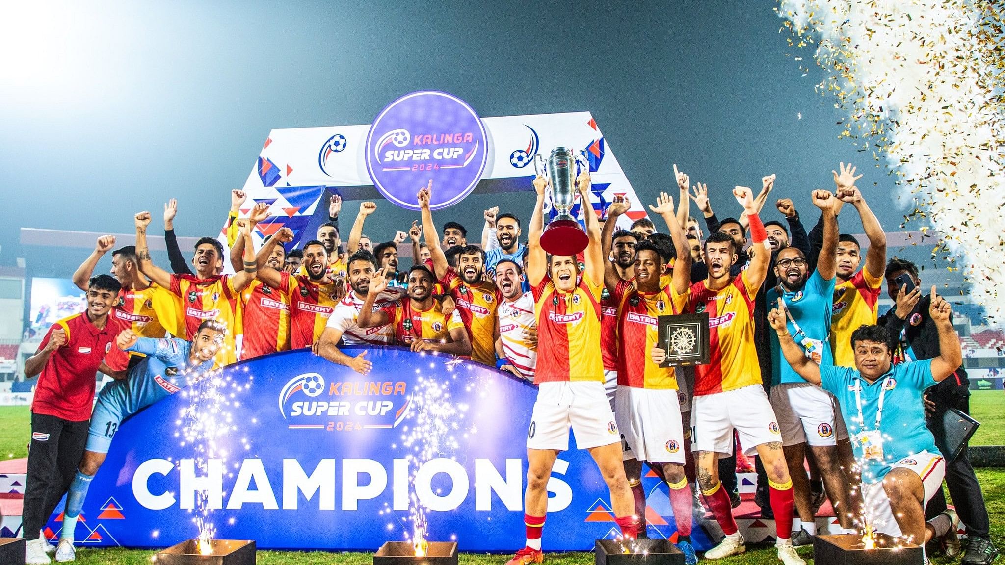 <div class="paragraphs"><p>East Bengal players after the Supr Cup win.</p></div>