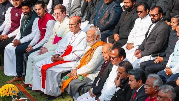 <div class="paragraphs"><p>PM Narendra Modi with Christian community members during Christmas celebrations at 7, Lok Kalyan Marg, in New Delhi.</p></div>