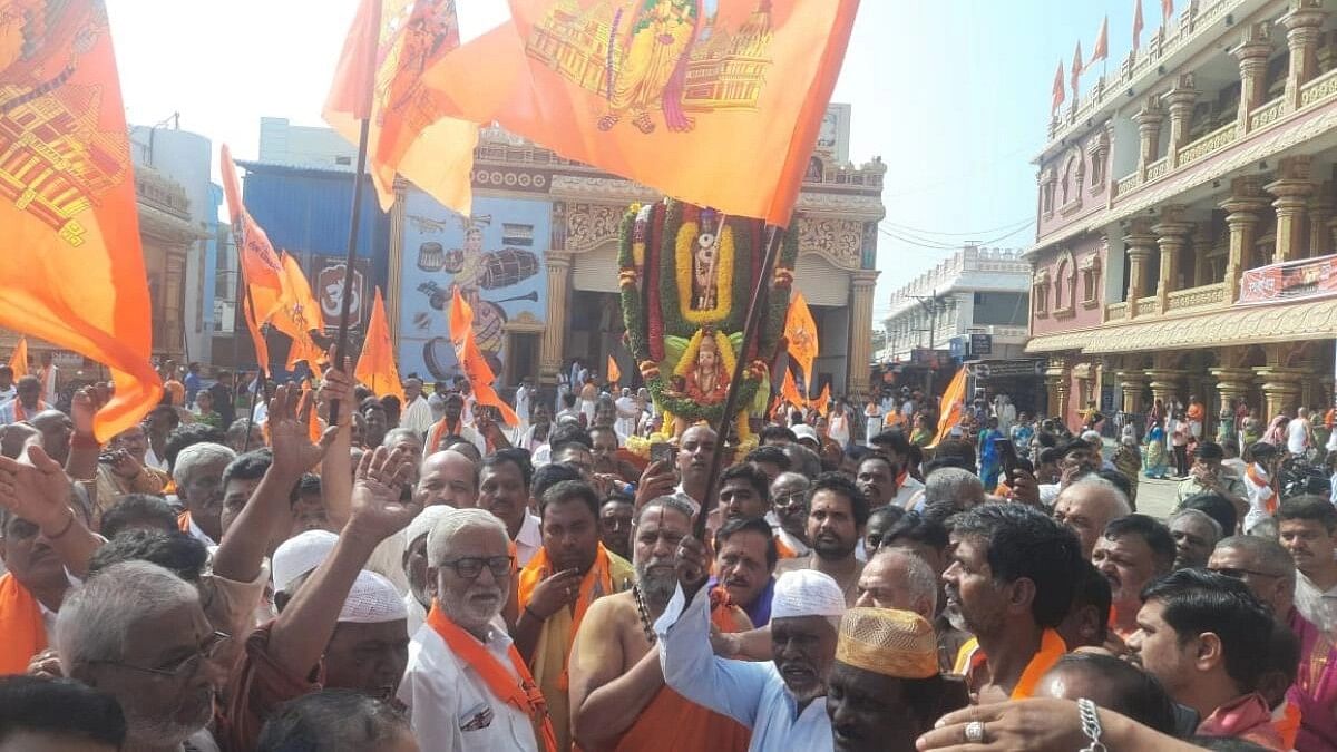 <div class="paragraphs"><p>View of Ram mandir consecration ceremony celebrations in Karnataka.</p></div>