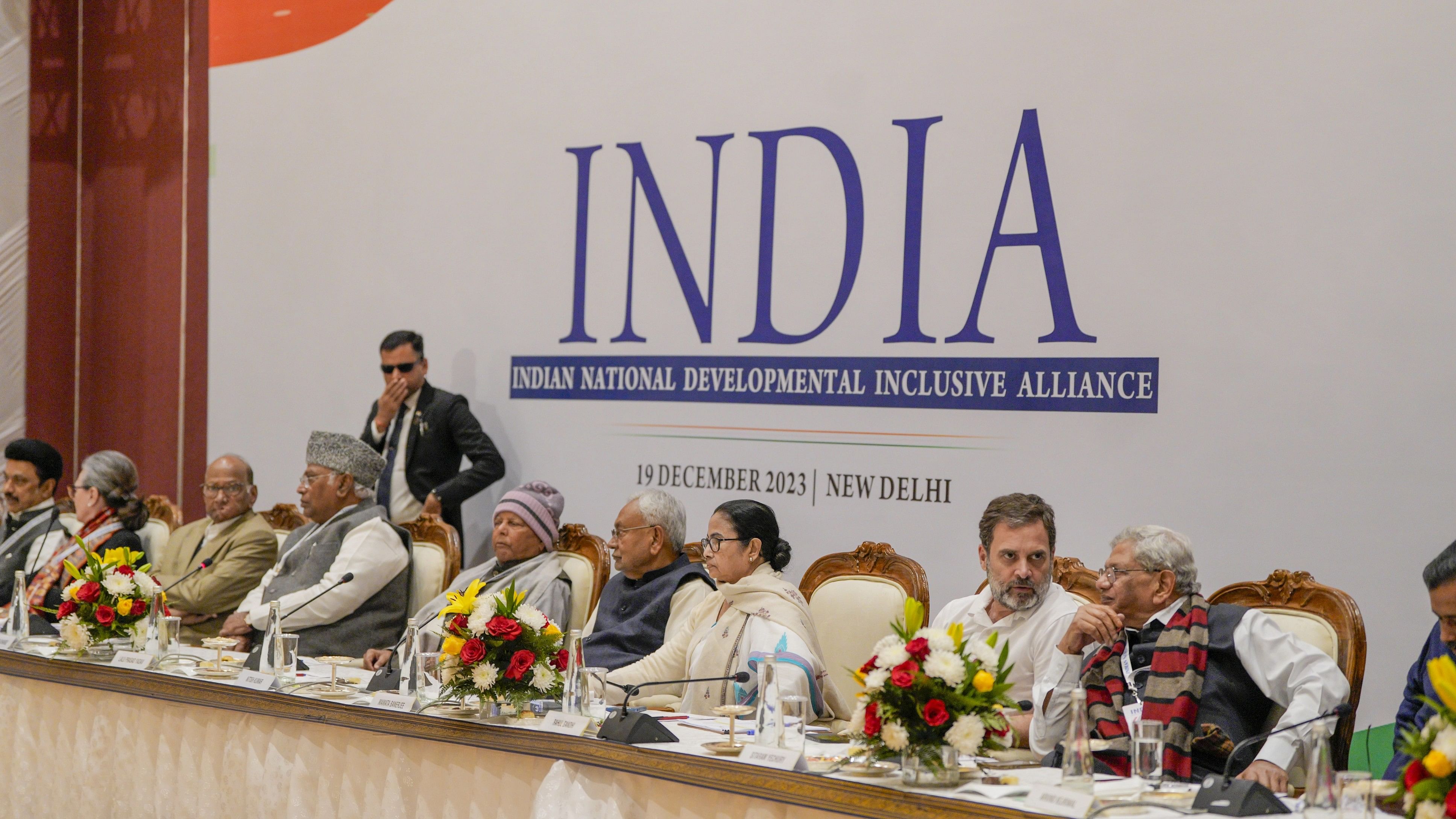 <div class="paragraphs"><p>I.N.D.I.A bloc leaders meet in New Delhi, Tuesday, Dec. 19, 2023. </p></div>