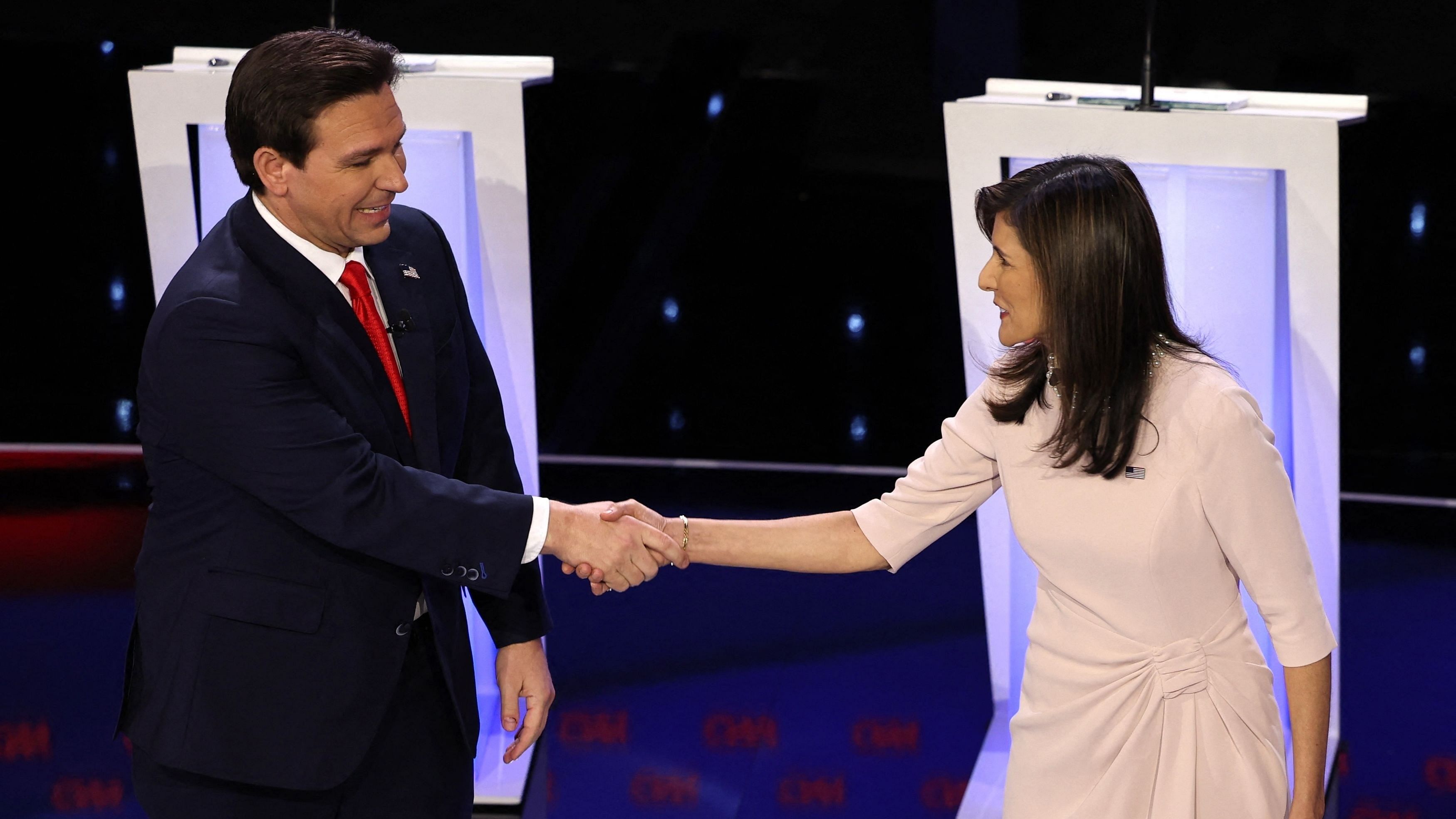 <div class="paragraphs"><p>Florida Governor Ron DeSantis and Former U.S. Ambassador to the United Nations Nikki Haley</p></div>