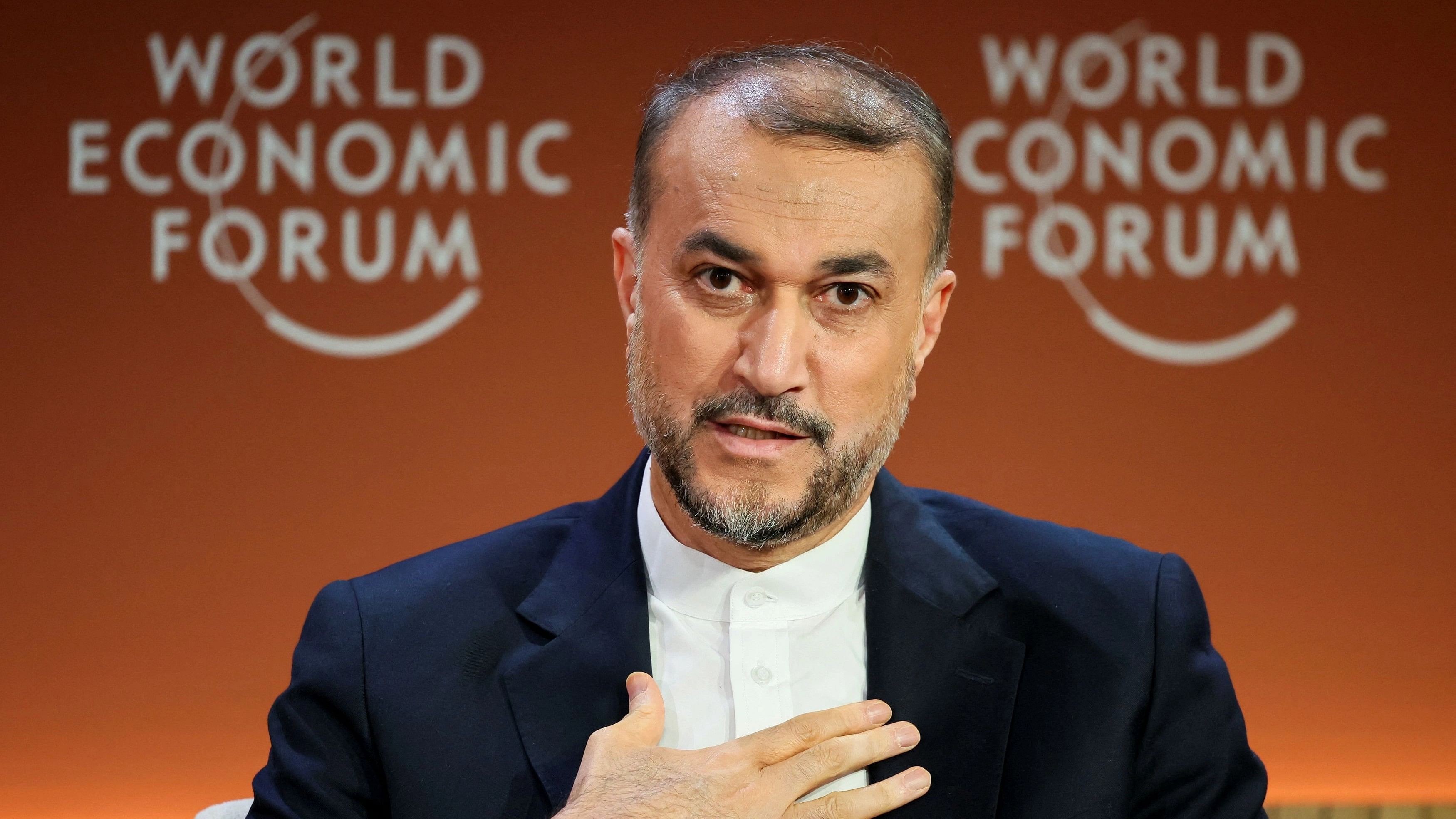 <div class="paragraphs"><p>Iran foreign minister Hossein Amir-Abdollahian speaks at the 54th annual meeting of the World Economic Forum in Davos.</p></div>