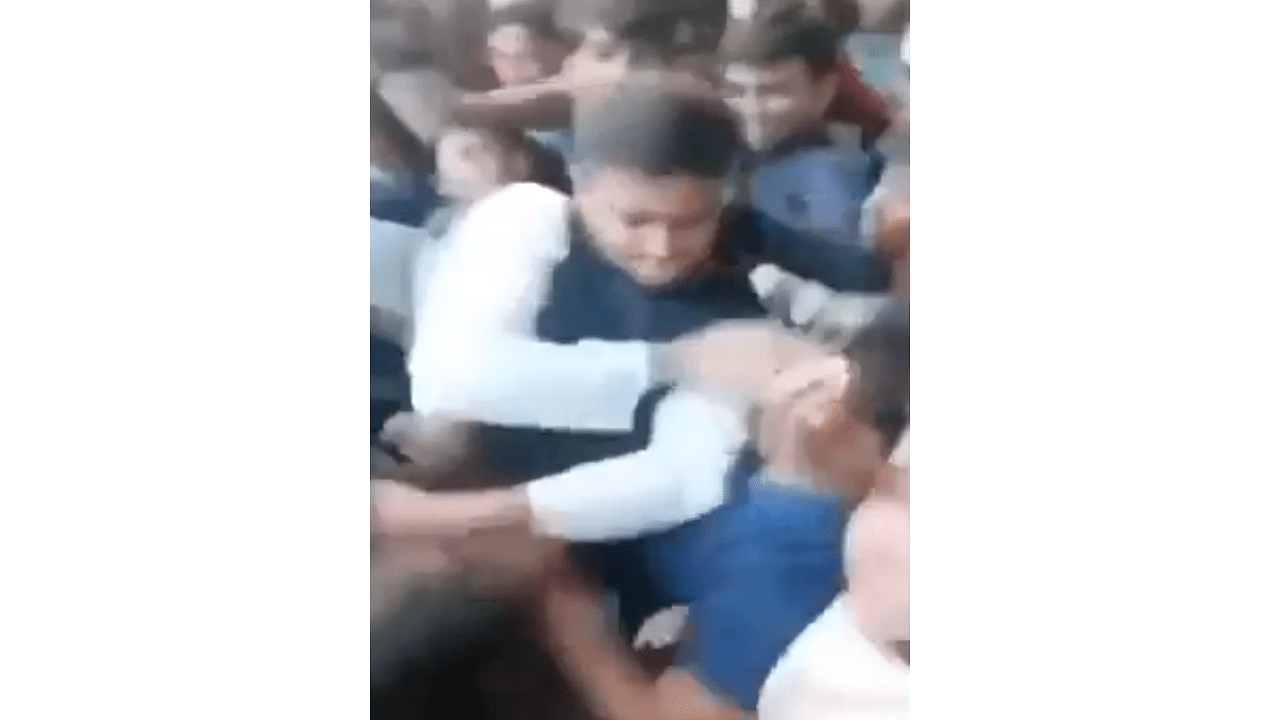 <div class="paragraphs"><p>Screengrab of video showing Sakhib Al Hasan slapping a fan.</p></div>