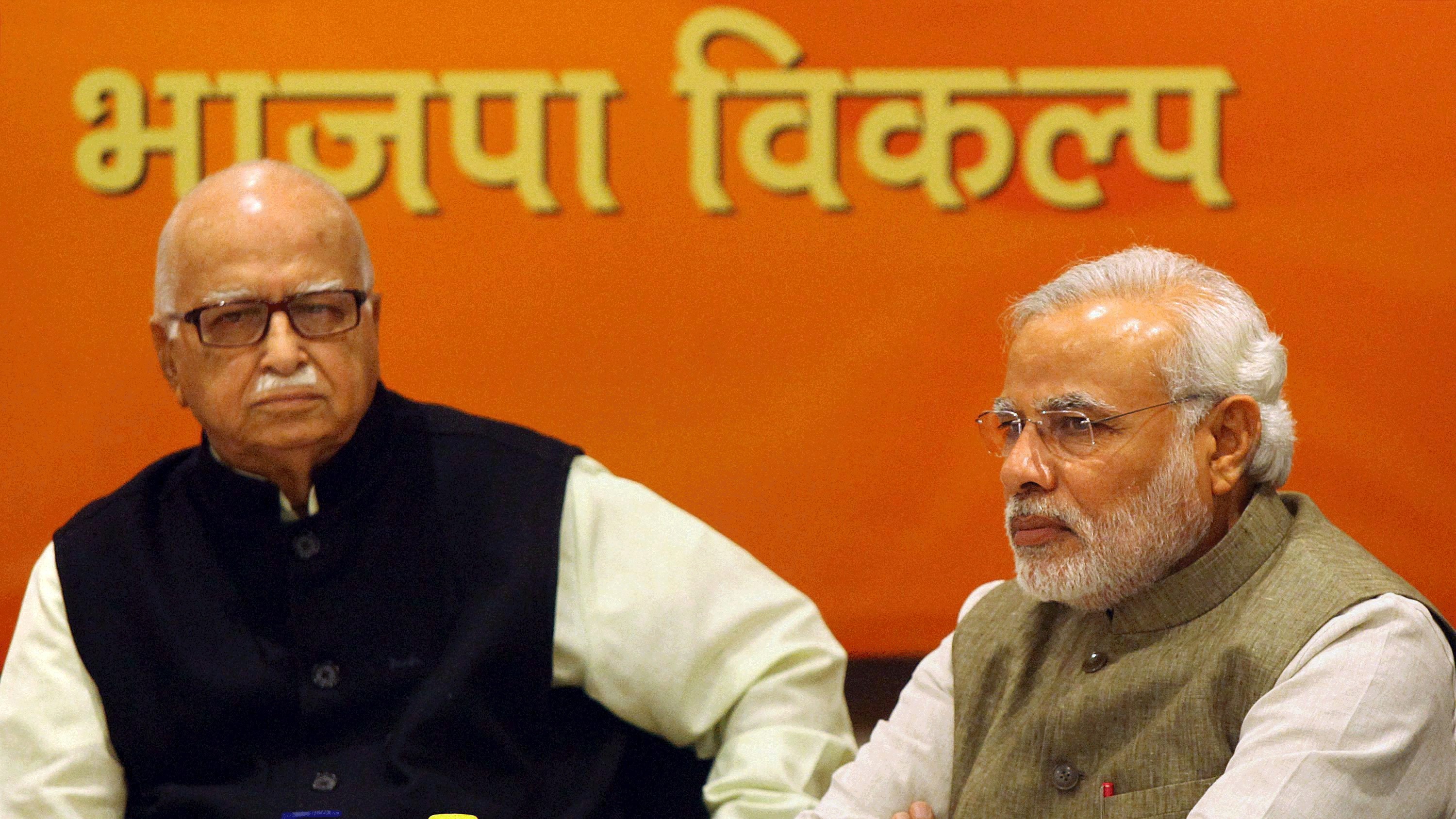 <div class="paragraphs"><p>File photo of BJP patriarch L K Advani and the now Prime Minister Narendra Modi. </p></div>