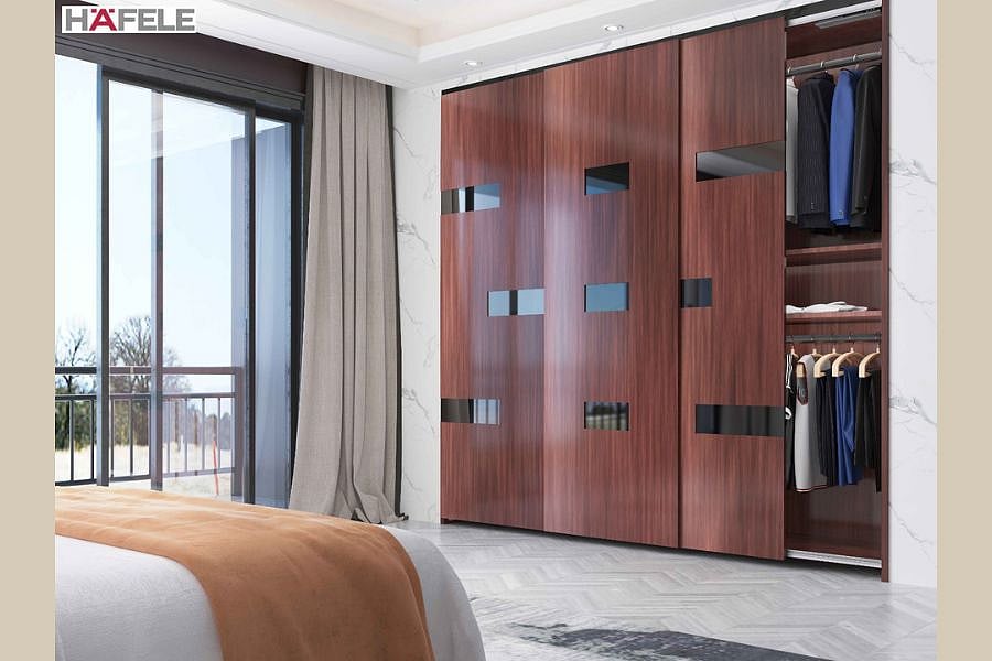 Hafele’s SLIDO FLine42 50B wardrobe systems