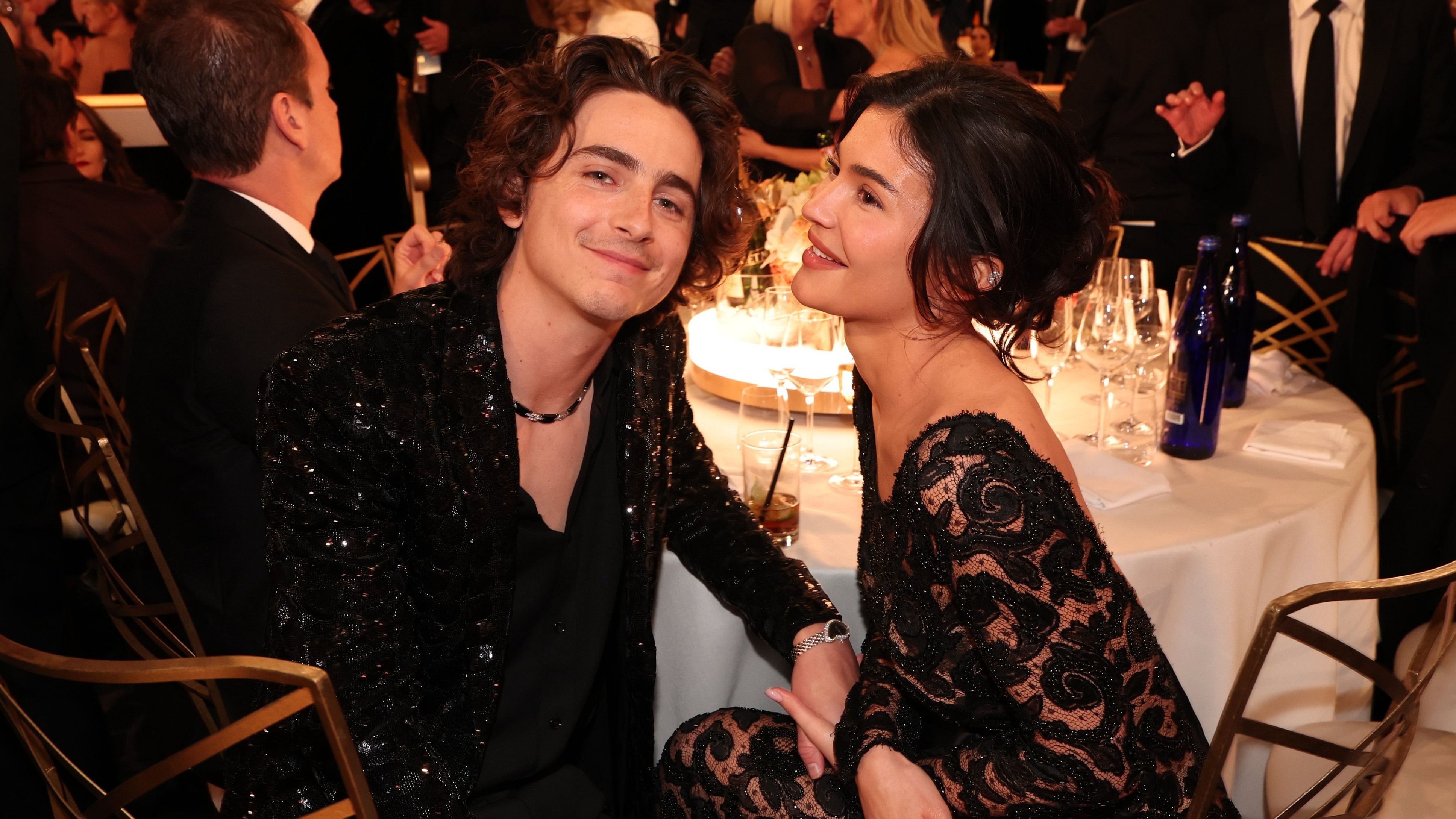 <div class="paragraphs"><p>Kylie Jenner and Timothée Chalamet at the 81st&nbsp;Golden Globe Awards at The Beverly Hilton in California.</p></div>