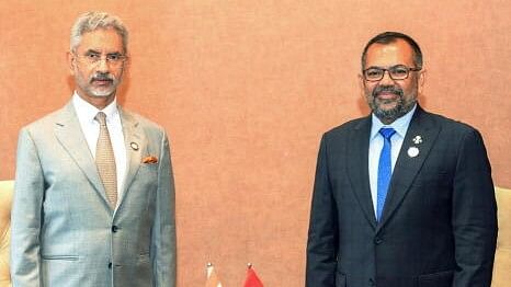 <div class="paragraphs"><p>External Affairs Minister S Jaishankar and Maldives Foreign Minister Moosa Zameer during a meeting, in Kampala, Thursday, Jan. 18, 2024.</p></div>