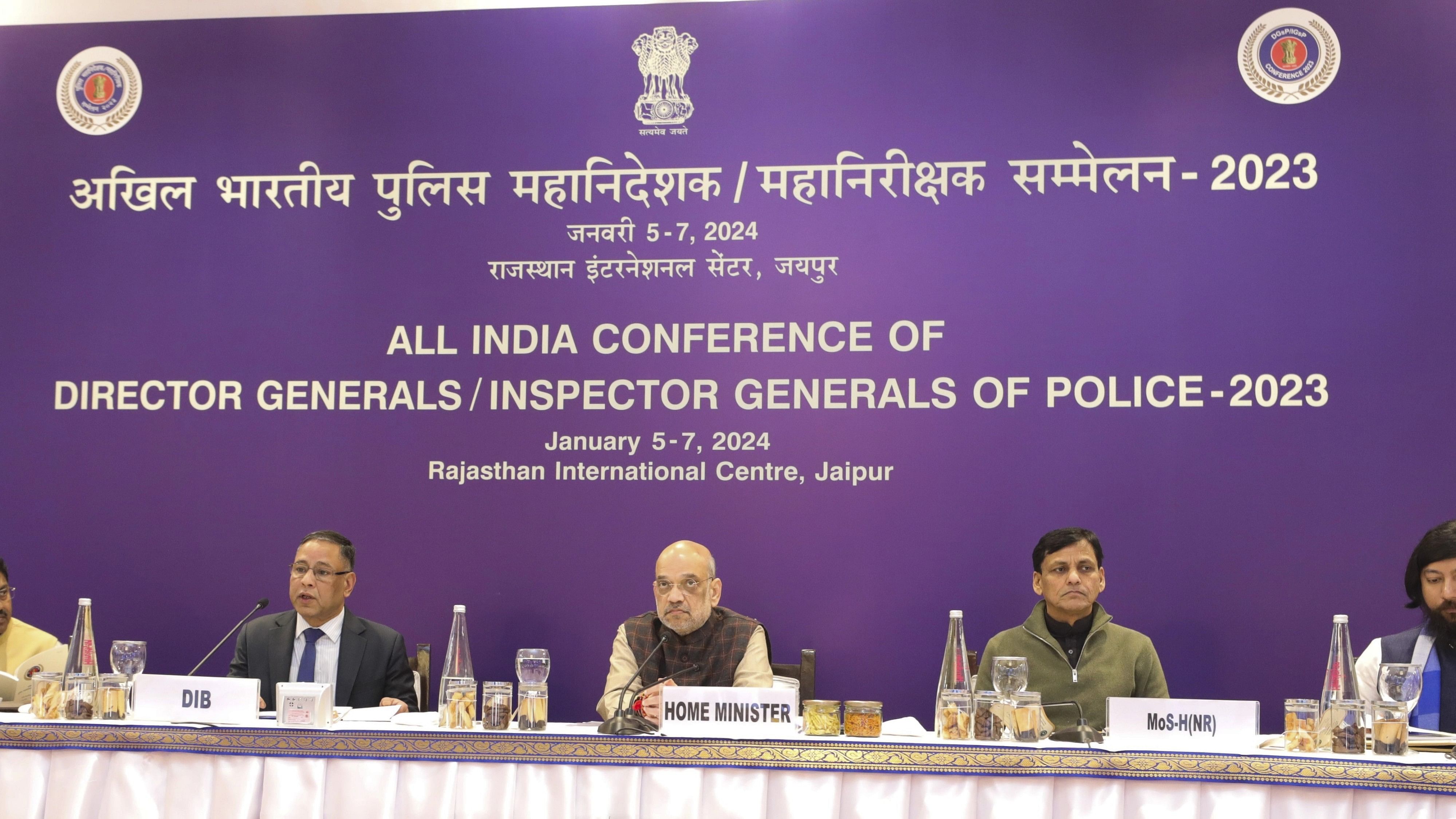 <div class="paragraphs"><p>Amit Shah speaks at the DGPs/IGPs Conference in Jaipur on Friday.&nbsp;</p></div>