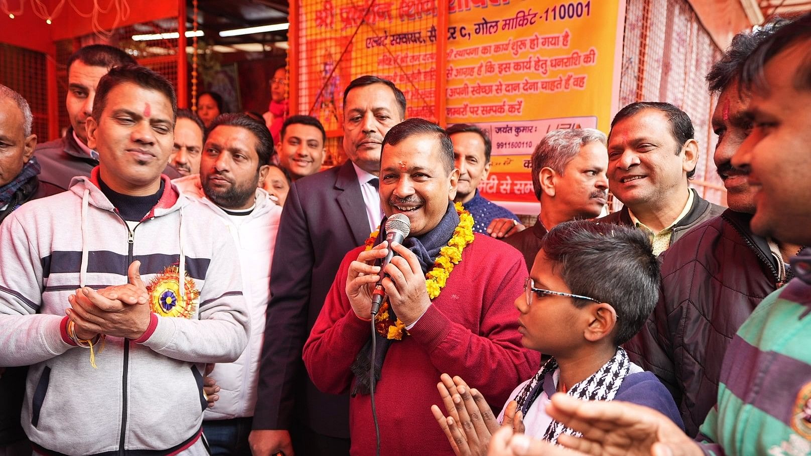 <div class="paragraphs"><p>Kejriwal at a AAP-organised&nbsp;<em>bhandaras</em> in Gol Market in Delhi.</p></div>