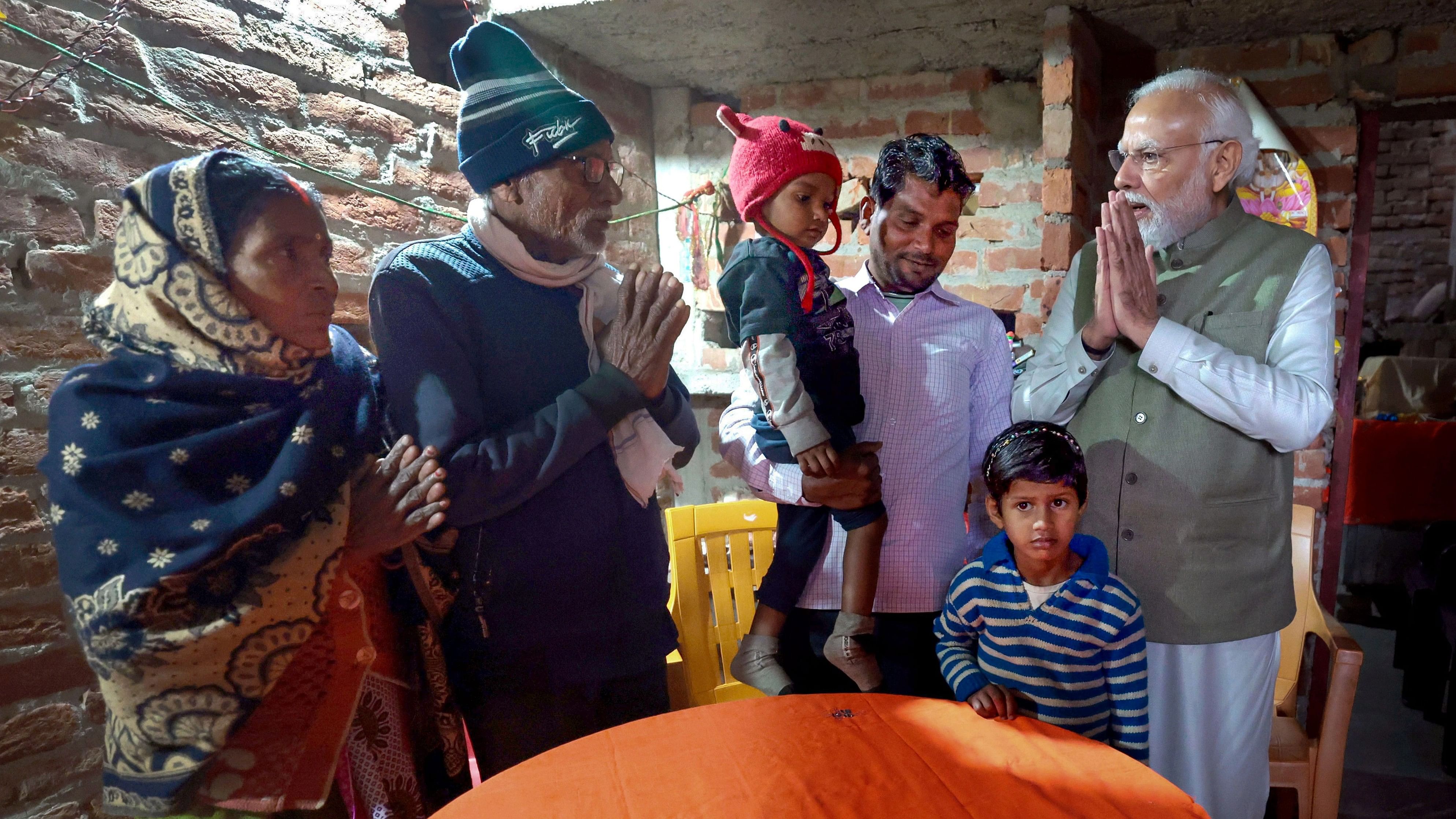 <div class="paragraphs"><p>Prime Minister Narendra Modi visits the house of a Ujjwala Yojana beneficiary, in Ayodhya, on Saturday, Dec. 30, 2023. </p></div>